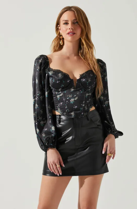 Josephine Floral Corset Long Sleeve Top made by Astr