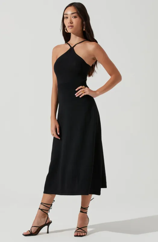 Talia Halter Back Cutout Midi Dress sold by Astr