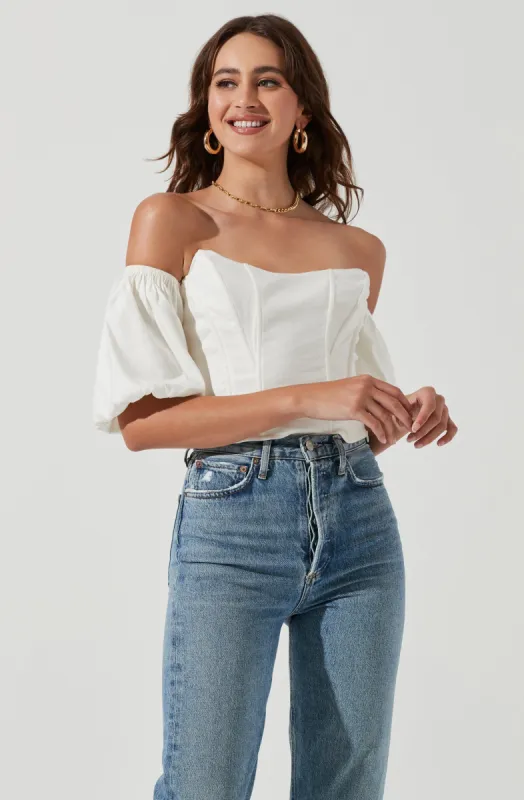 Lima Off Shoulder Corset Bubble Sleeve Top made by Astr