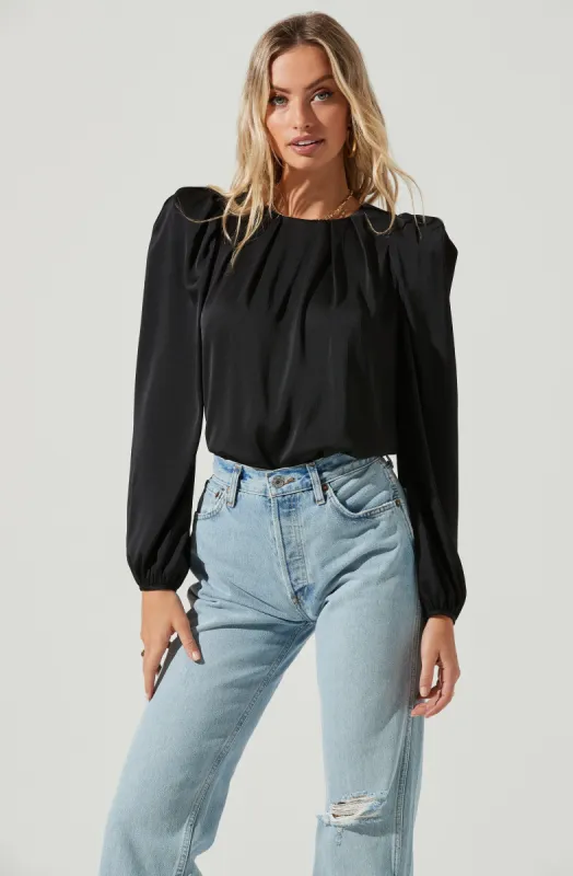 Puff Shoulder Long Sleeve Top sold by Astr