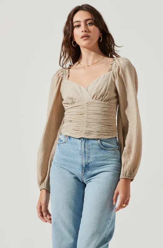 Swiss Dot Puff Sleeve Top sold by Astr