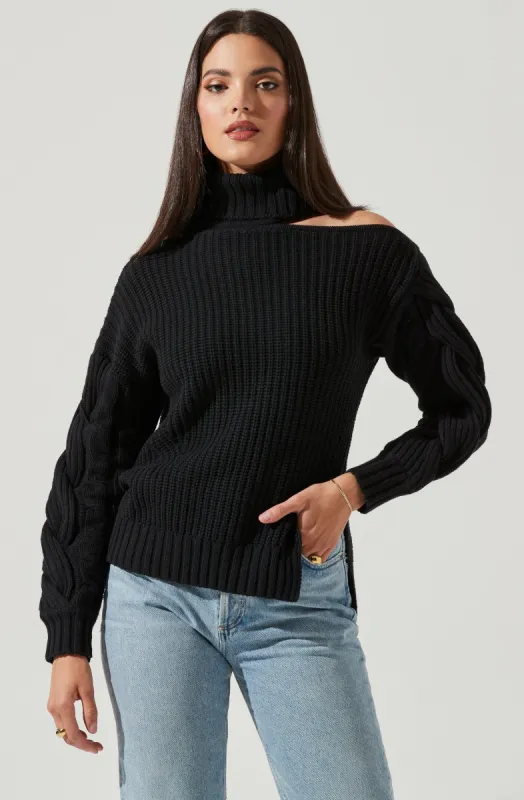 Sequoia Cutout Shoulder Turtleneck Sweater sold by Astr