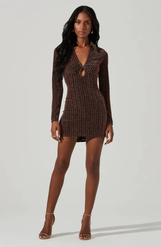 Nia Metallic Houndstooth Mini Dress made by Astr