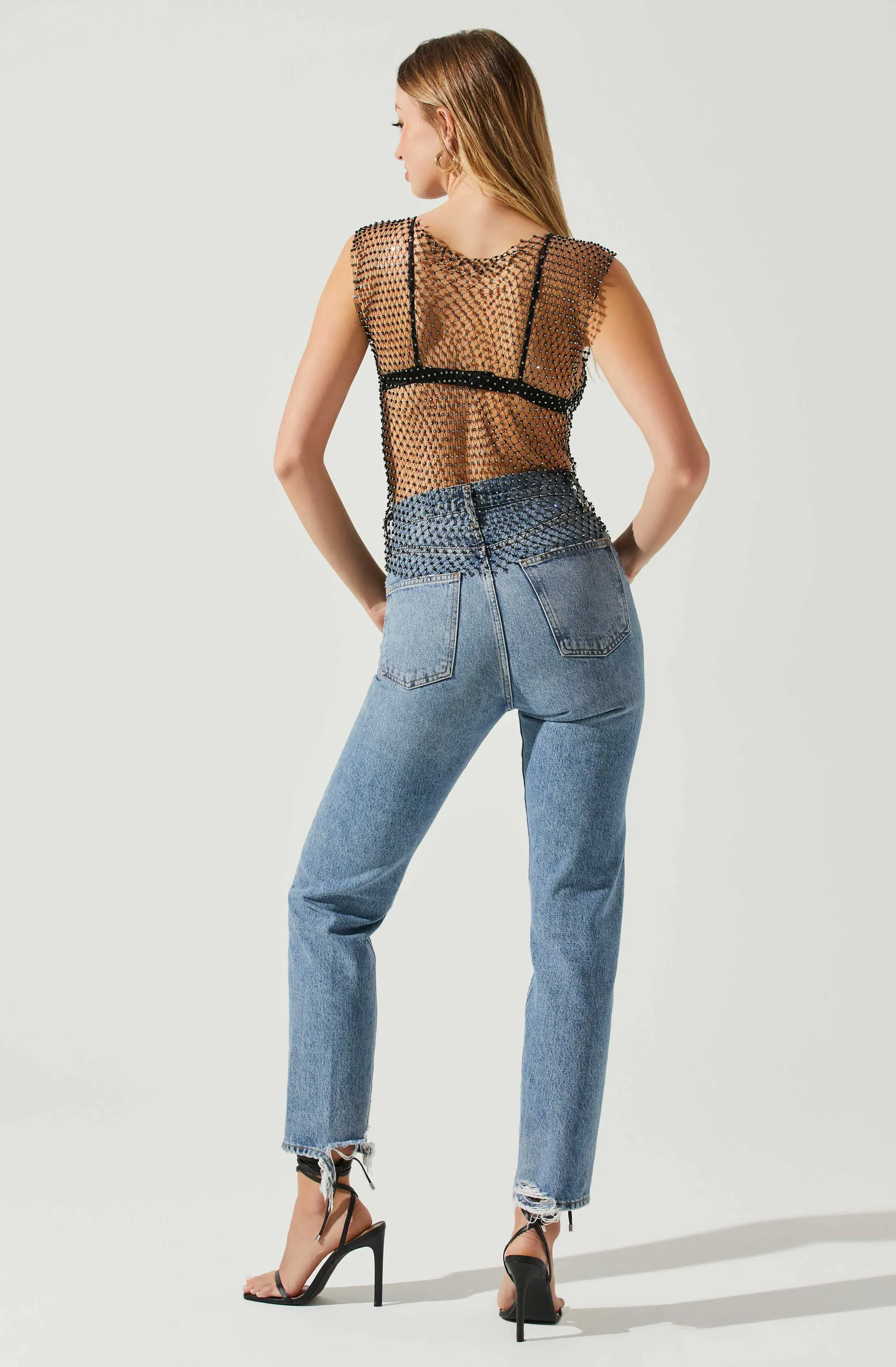 Julane Rhinestone Mesh Top sold by Astr product image thumbnail 5