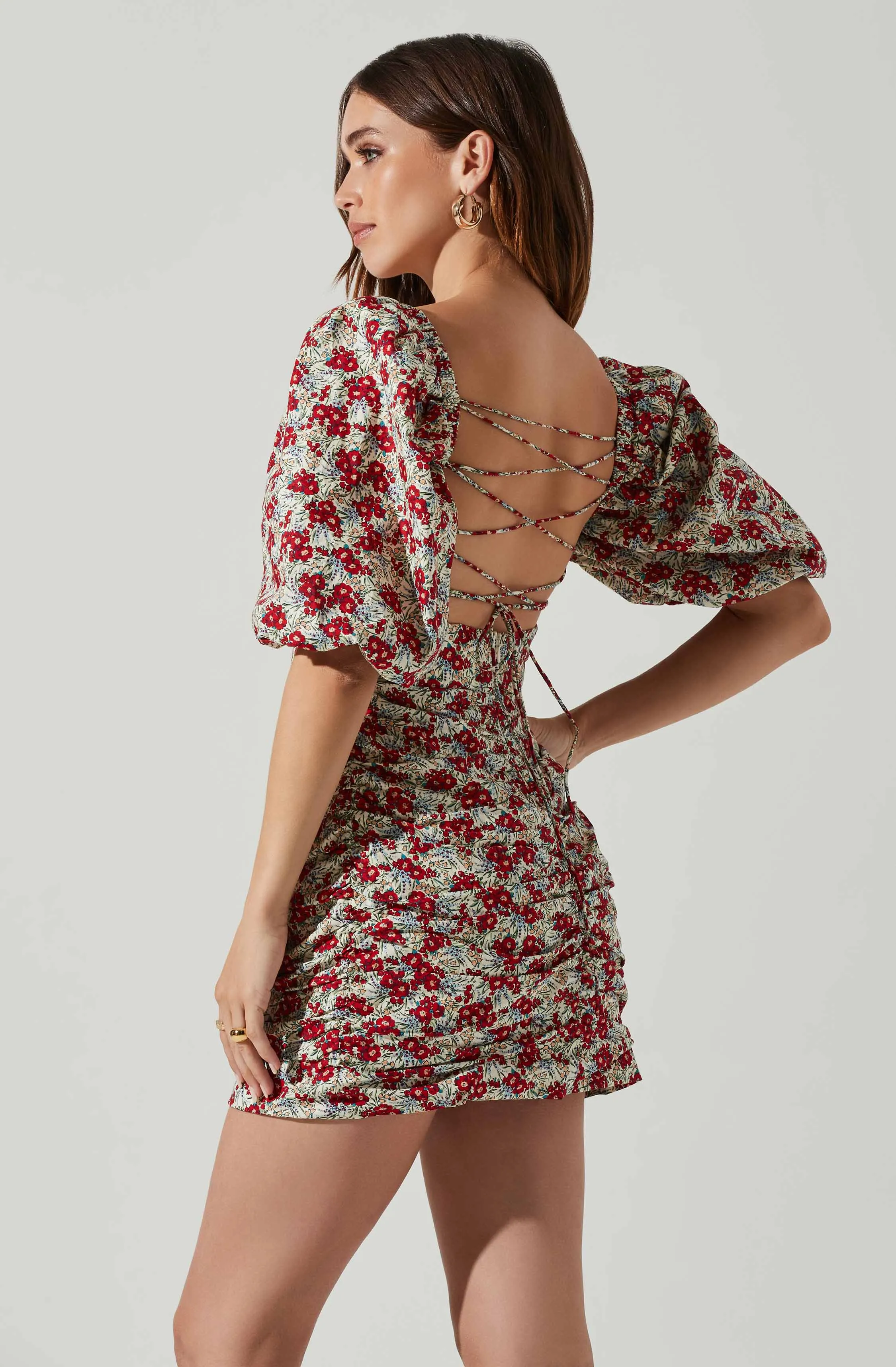 Verina Puff Sleeve Floral Mini Dress sold by Astr product image thumbnail 4