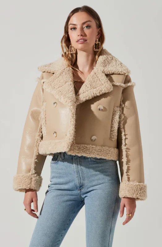 Luciana Faux Leather Shearling Jacket sold by Astr