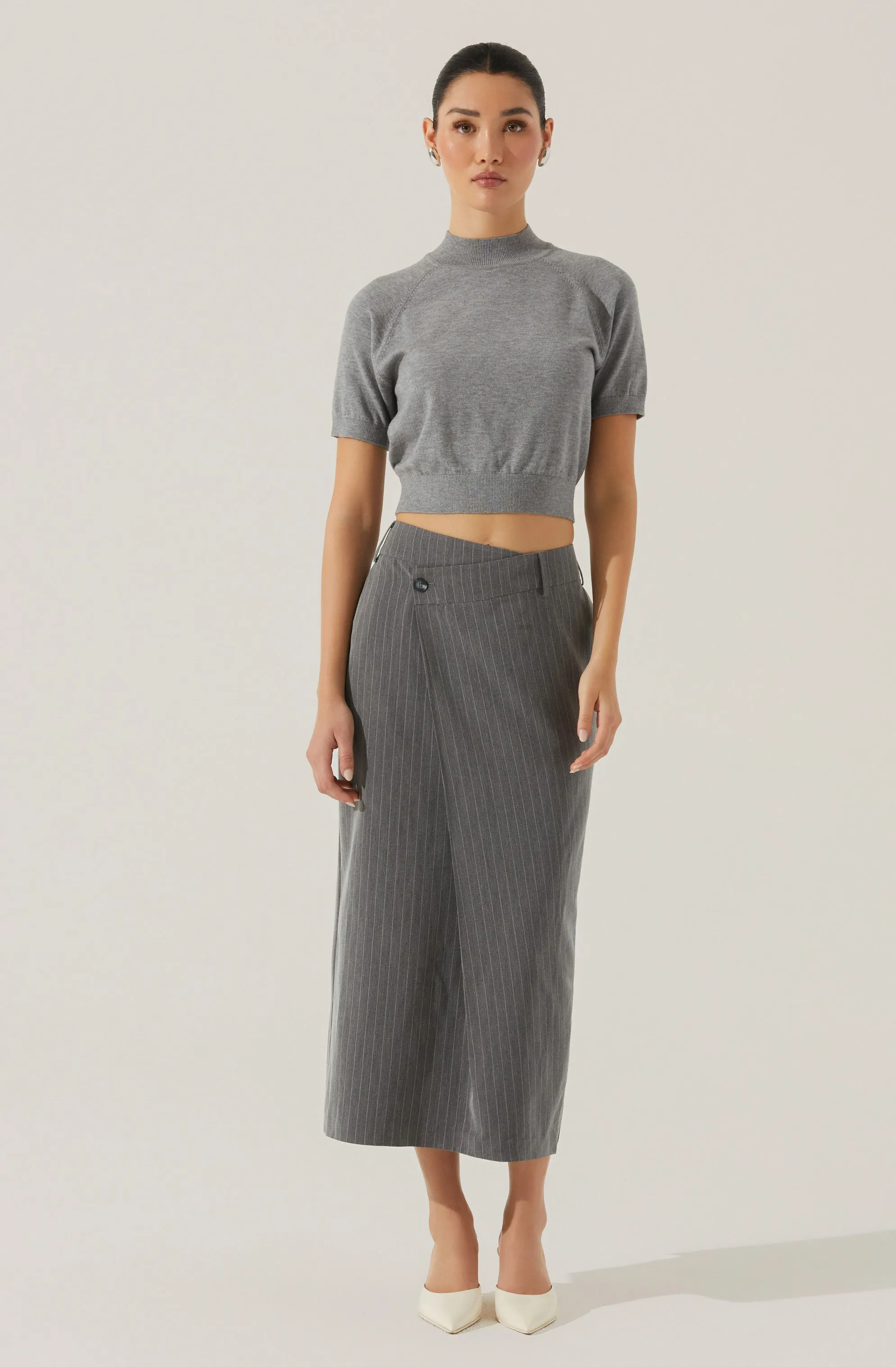 Pinstripe Asymmetrical Waist Skirt sold by Astr product image thumbnail 4