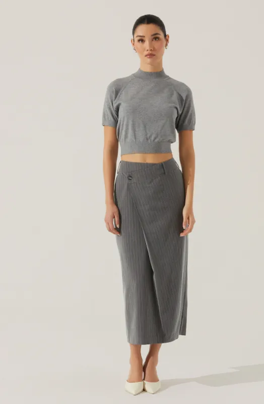 Pinstripe Asymmetrical Waist Skirt sold by Astr