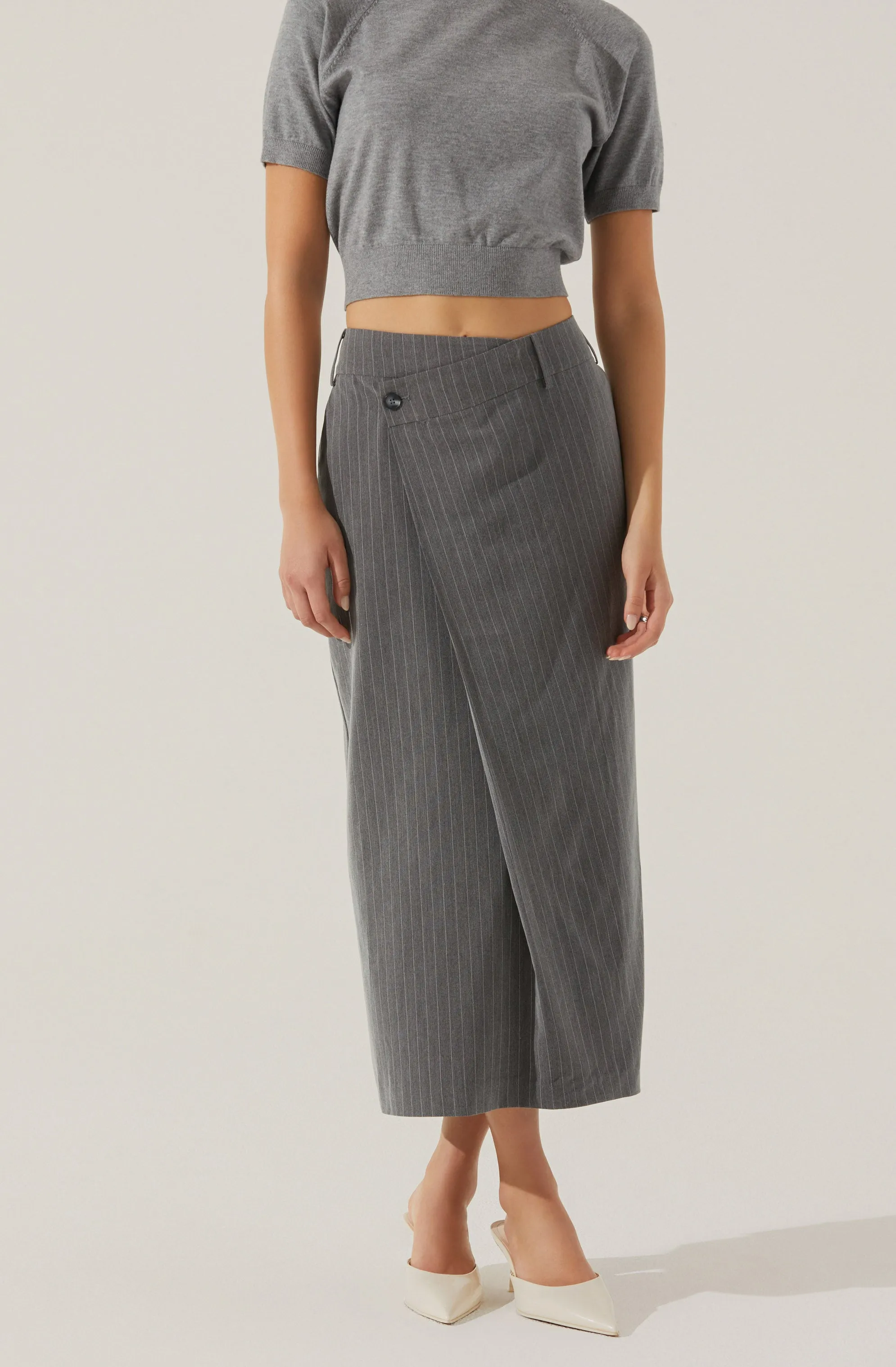 Pinstripe Asymmetrical Waist Skirt sold by Astr product image thumbnail 2