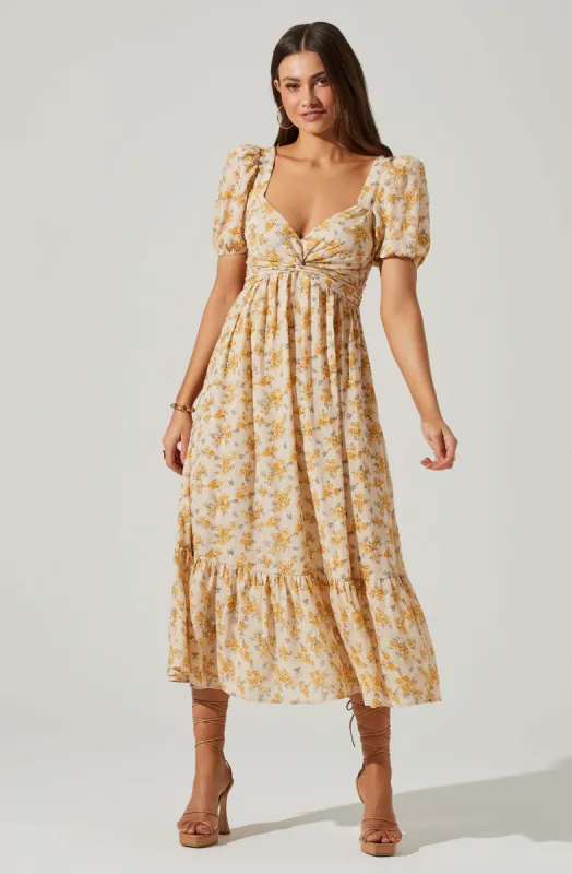 Twist bust tie back dress sold by Astr