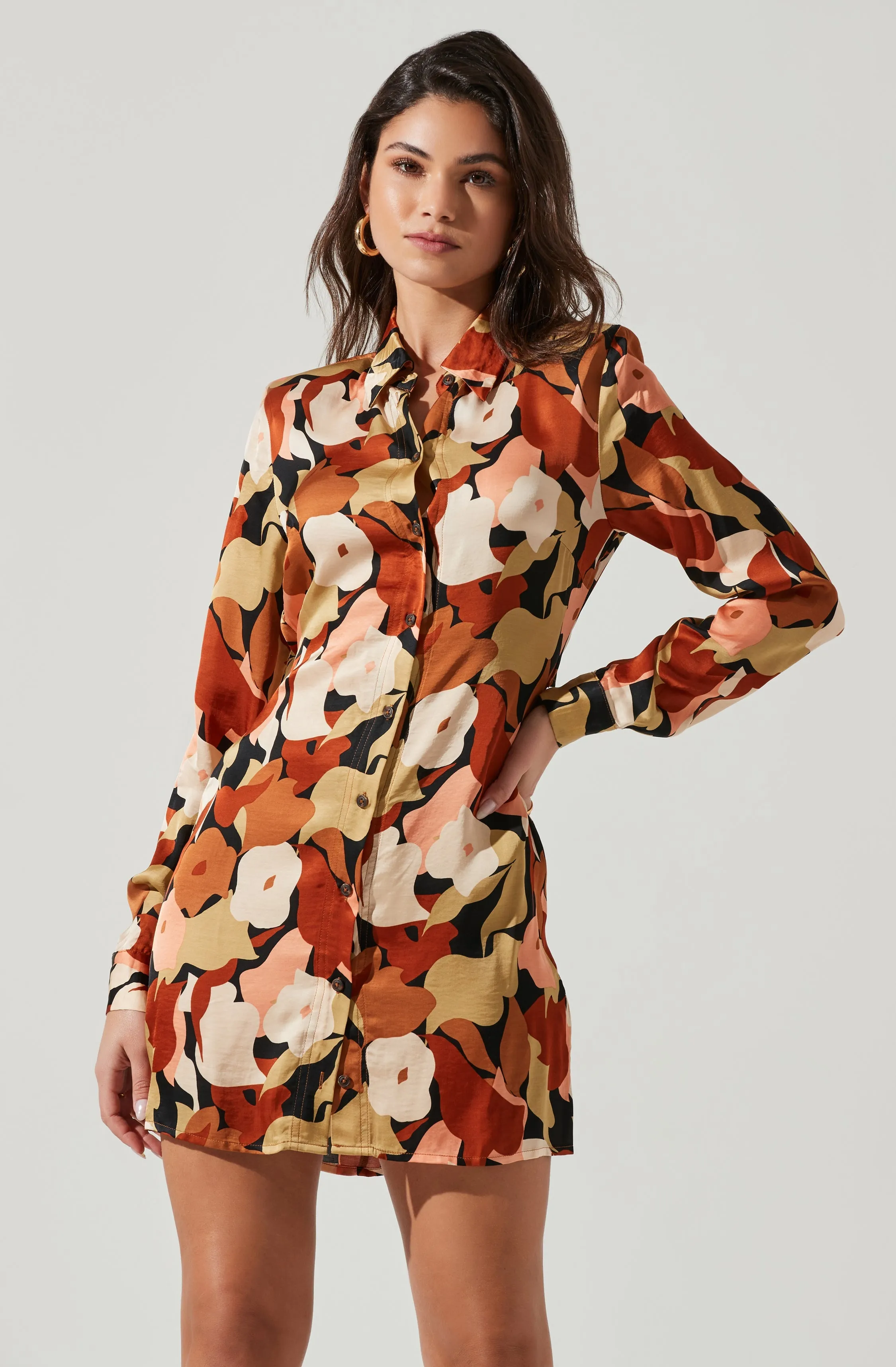 Retro Abstract Print Long Sleeve Mini Dress sold by Astr product image thumbnail 3