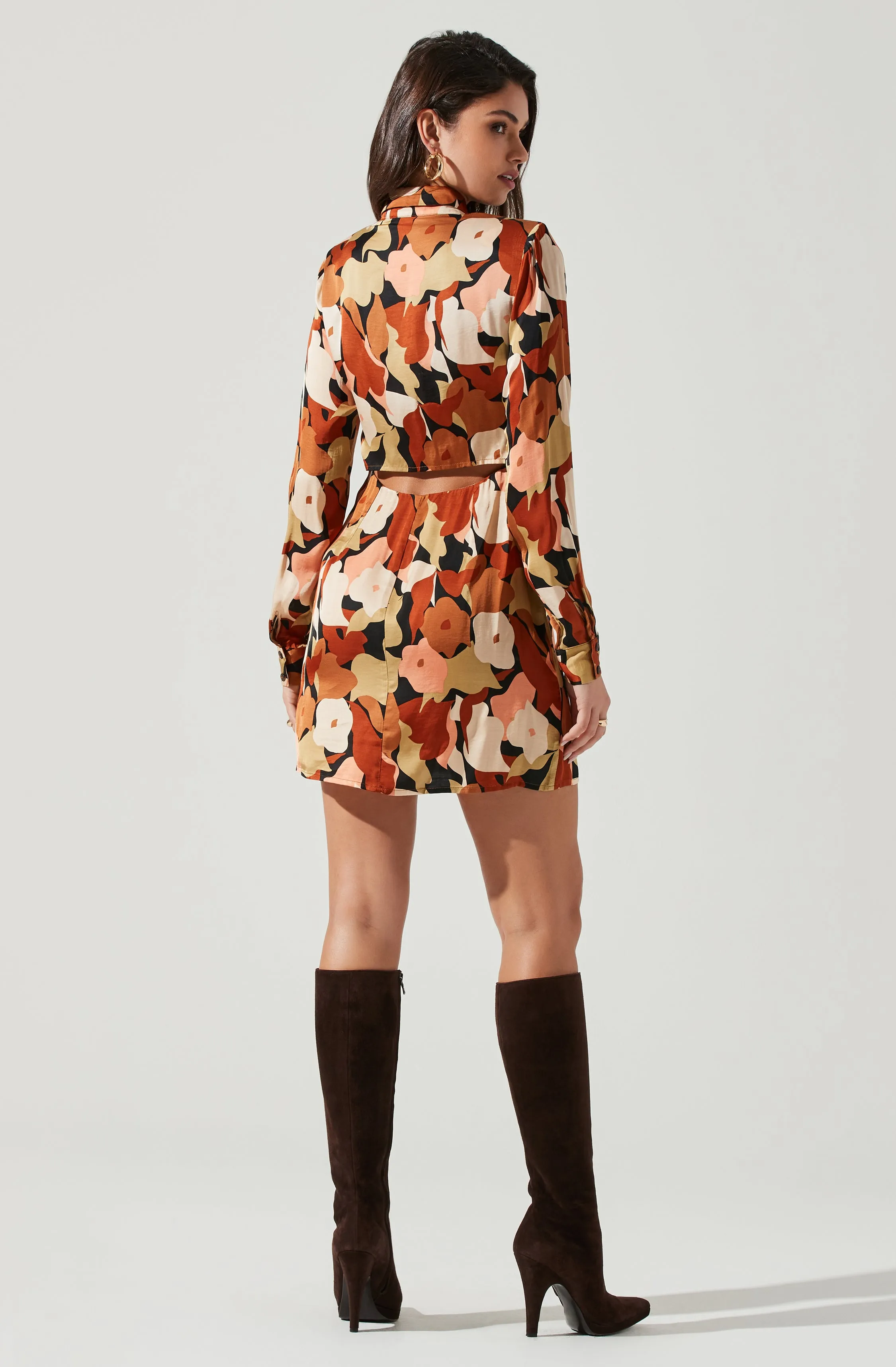 Retro Abstract Print Long Sleeve Mini Dress sold by Astr product image thumbnail 5