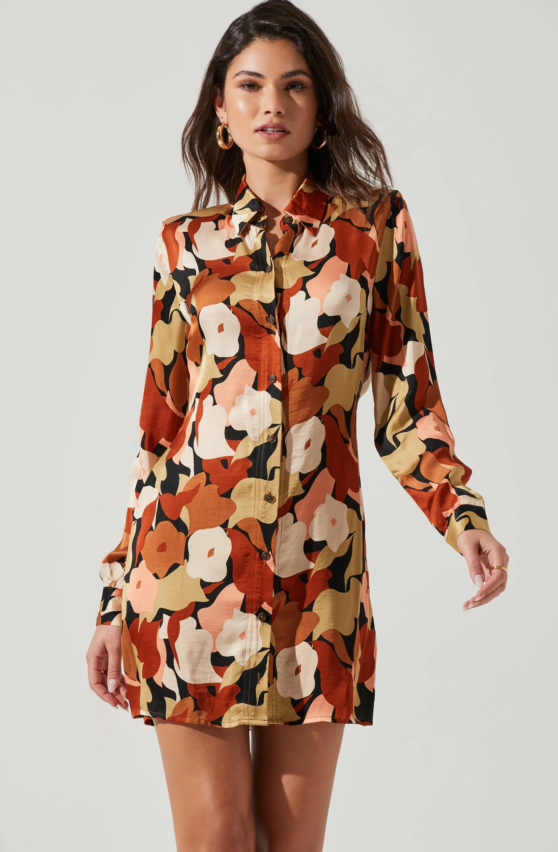 Retro Abstract Print Long Sleeve Mini Dress sold by Astr product image thumbnail 2