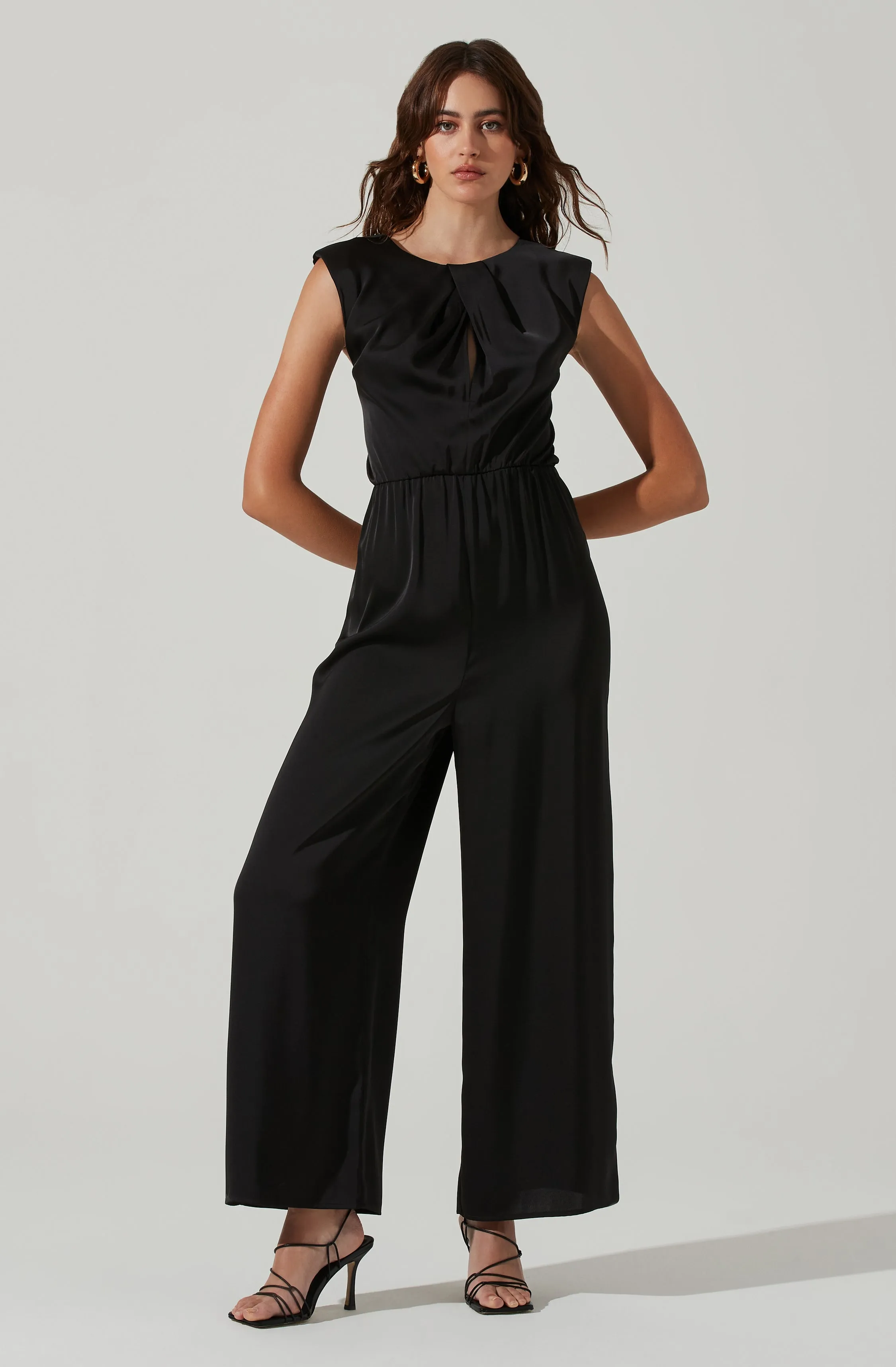 Inverted Pleat Neck Jumpsuit sold by Astr