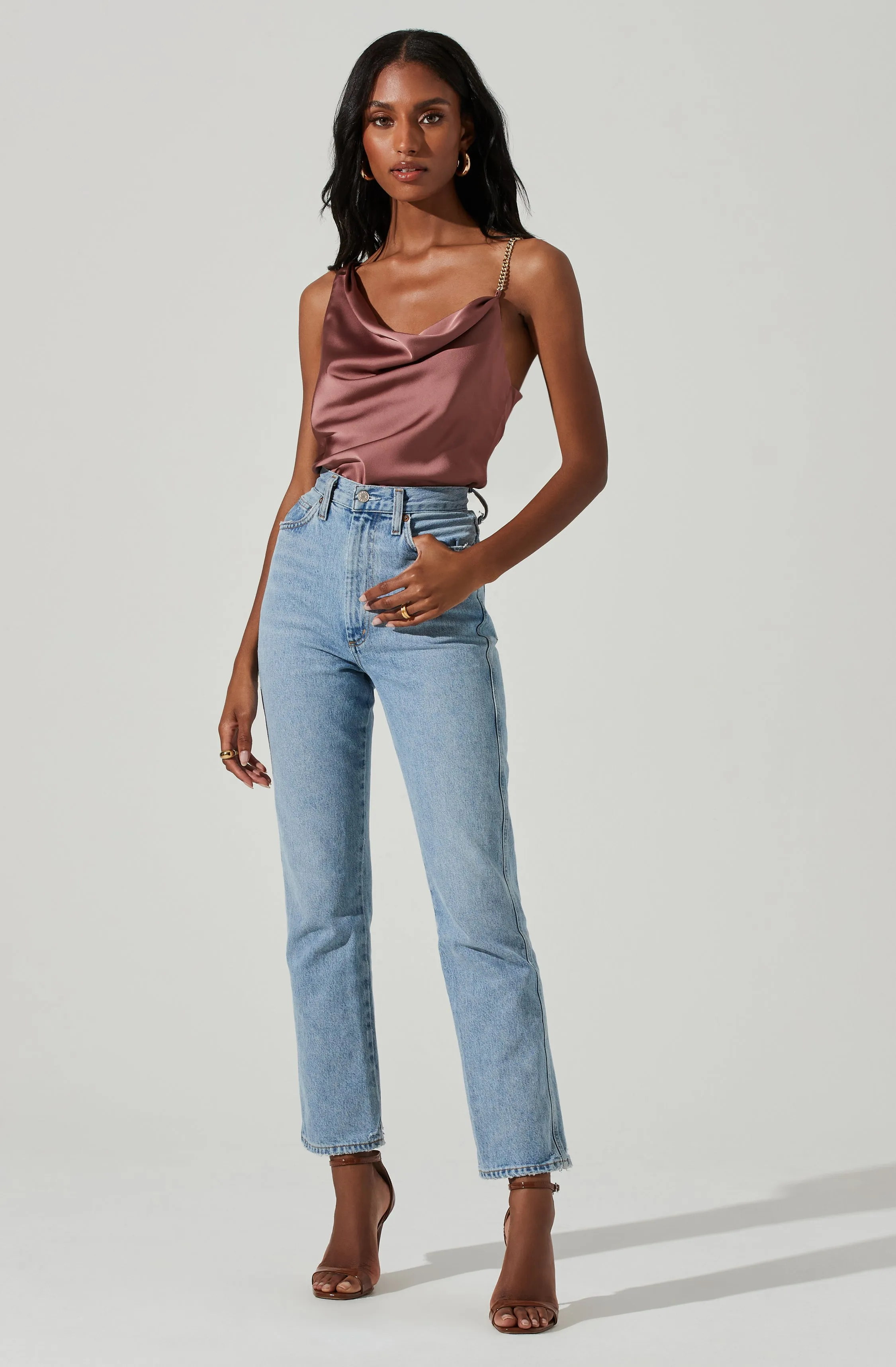 Larisa Satin Rhinestone Strap Top sold by Astr product image thumbnail 2