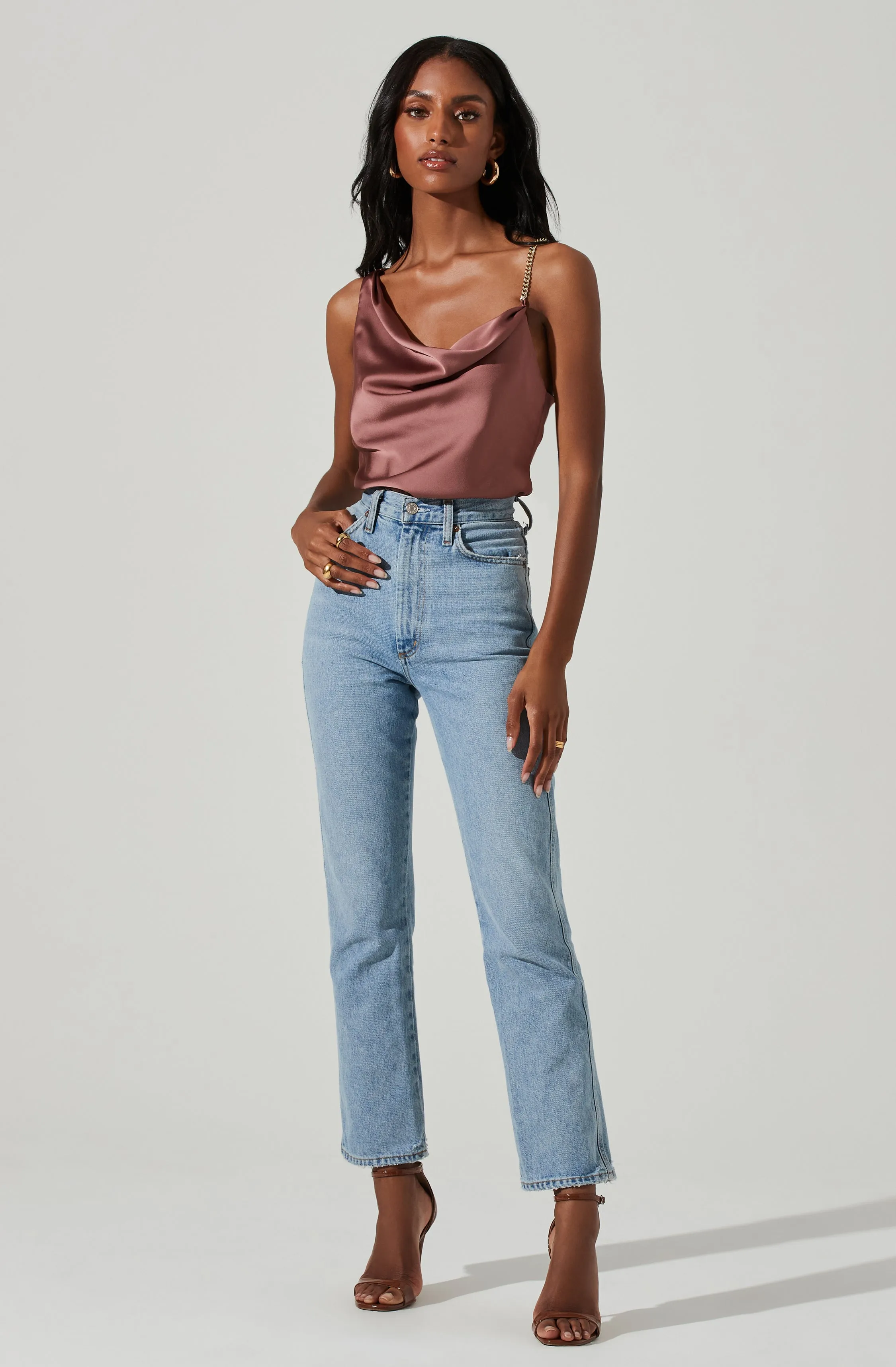 Larisa Satin Rhinestone Strap Top sold by Astr product image thumbnail 4