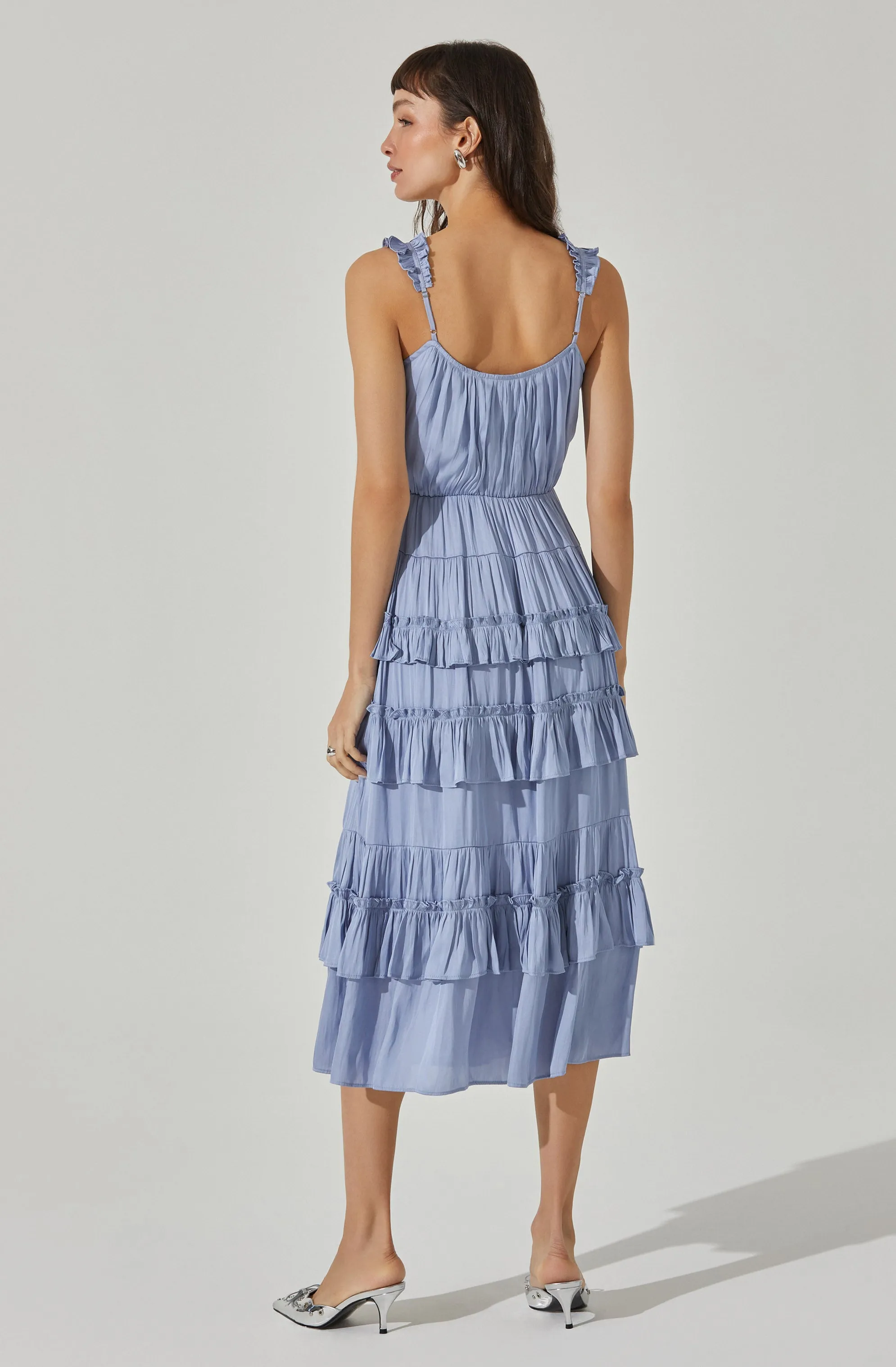 Satin Tiered Midi Dress sold by Astr product image thumbnail 5