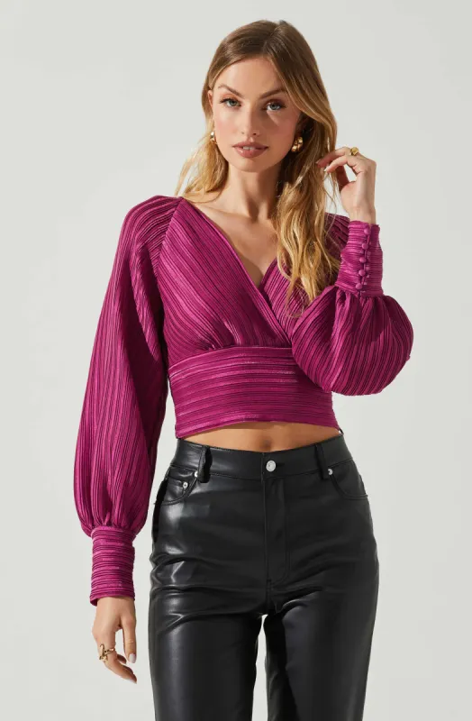 Pernilla Pleated Long Sleeve Top sold by Astr