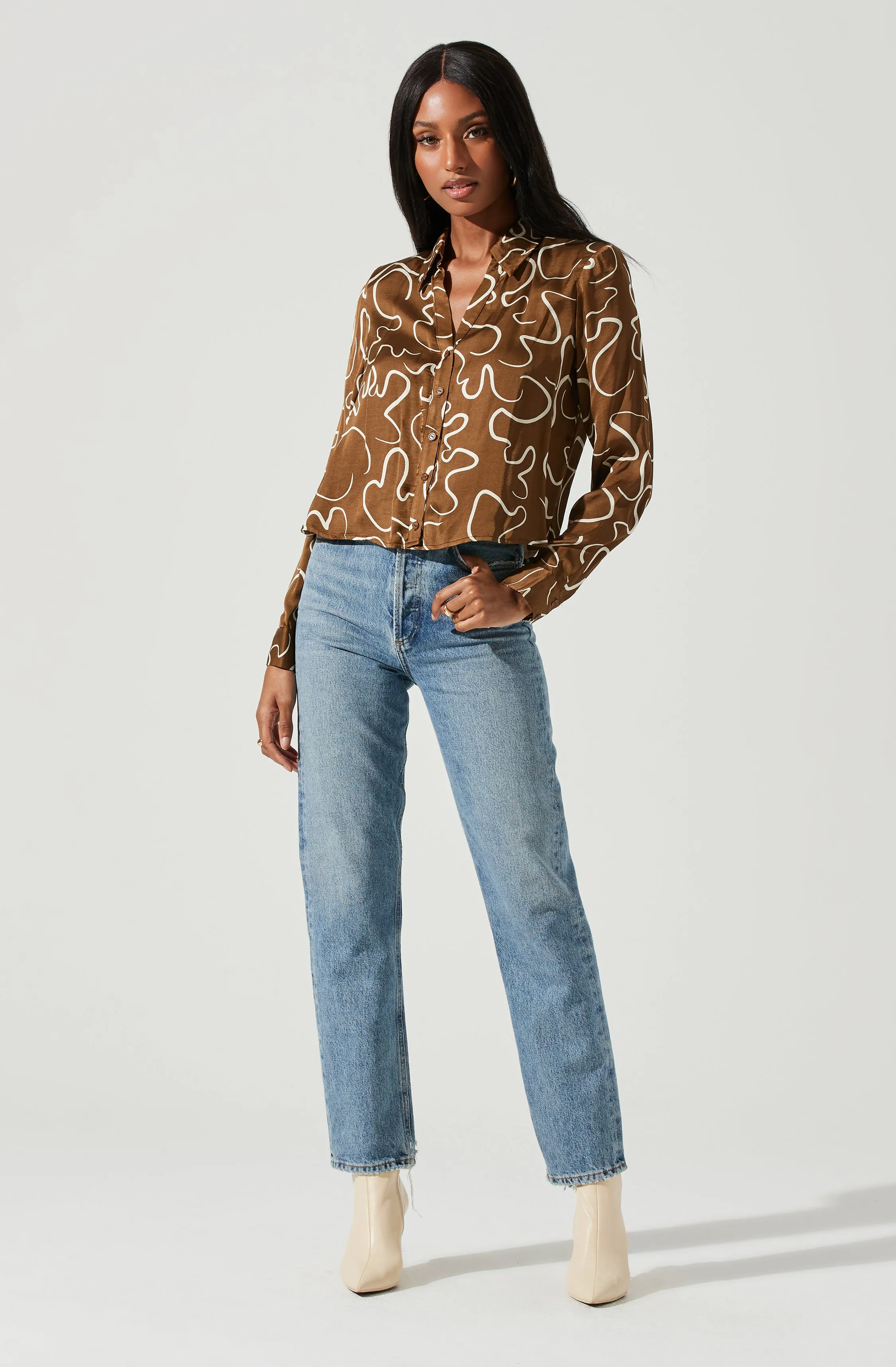 Yesenia Abstract Print Button Down Top sold by Astr product image thumbnail 2