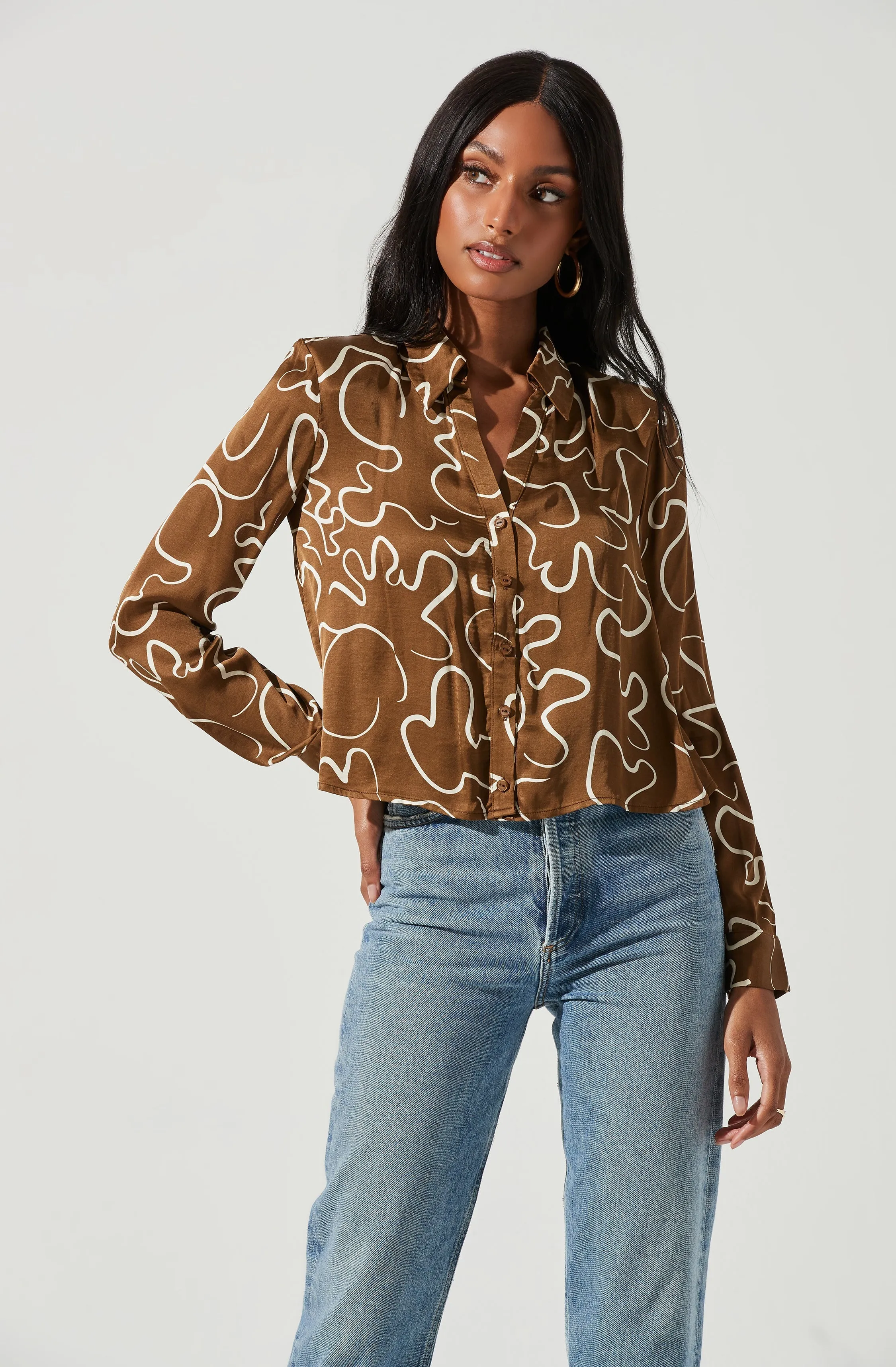 Yesenia Abstract Print Button Down Top sold by Astr product image thumbnail 5