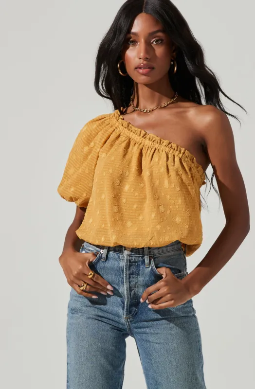 Jacquard One Sleeve Top sold by Astr