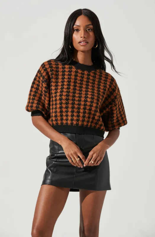Colette Houndstooth Short Sleeve Sweater sold by Astr