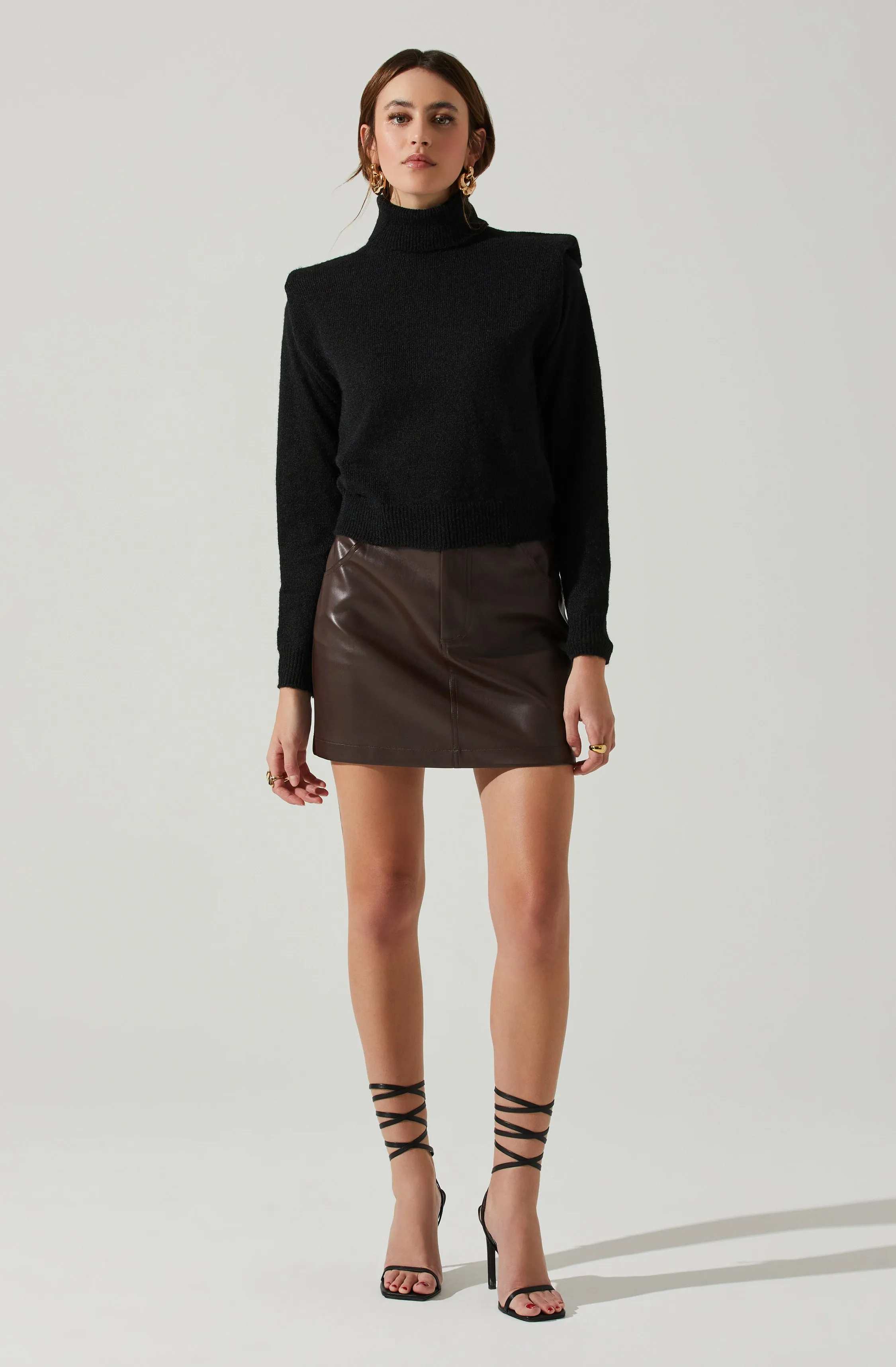 Daleyza Padded Shoulder Turtleneck Sweater sold by Astr product image thumbnail 4