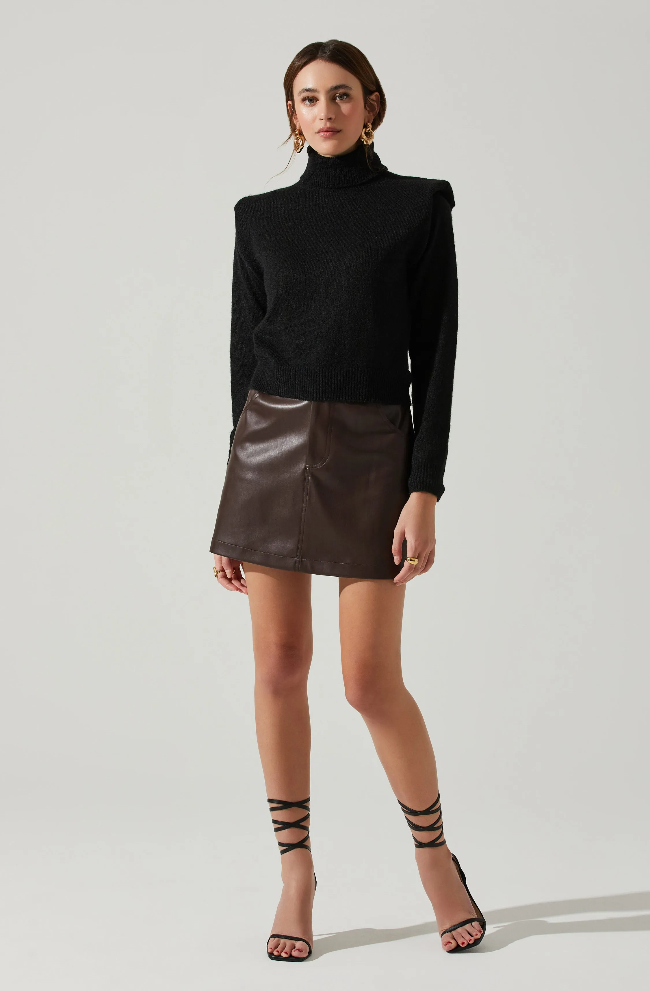 Daleyza Padded Shoulder Turtleneck Sweater sold by Astr product image thumbnail 2