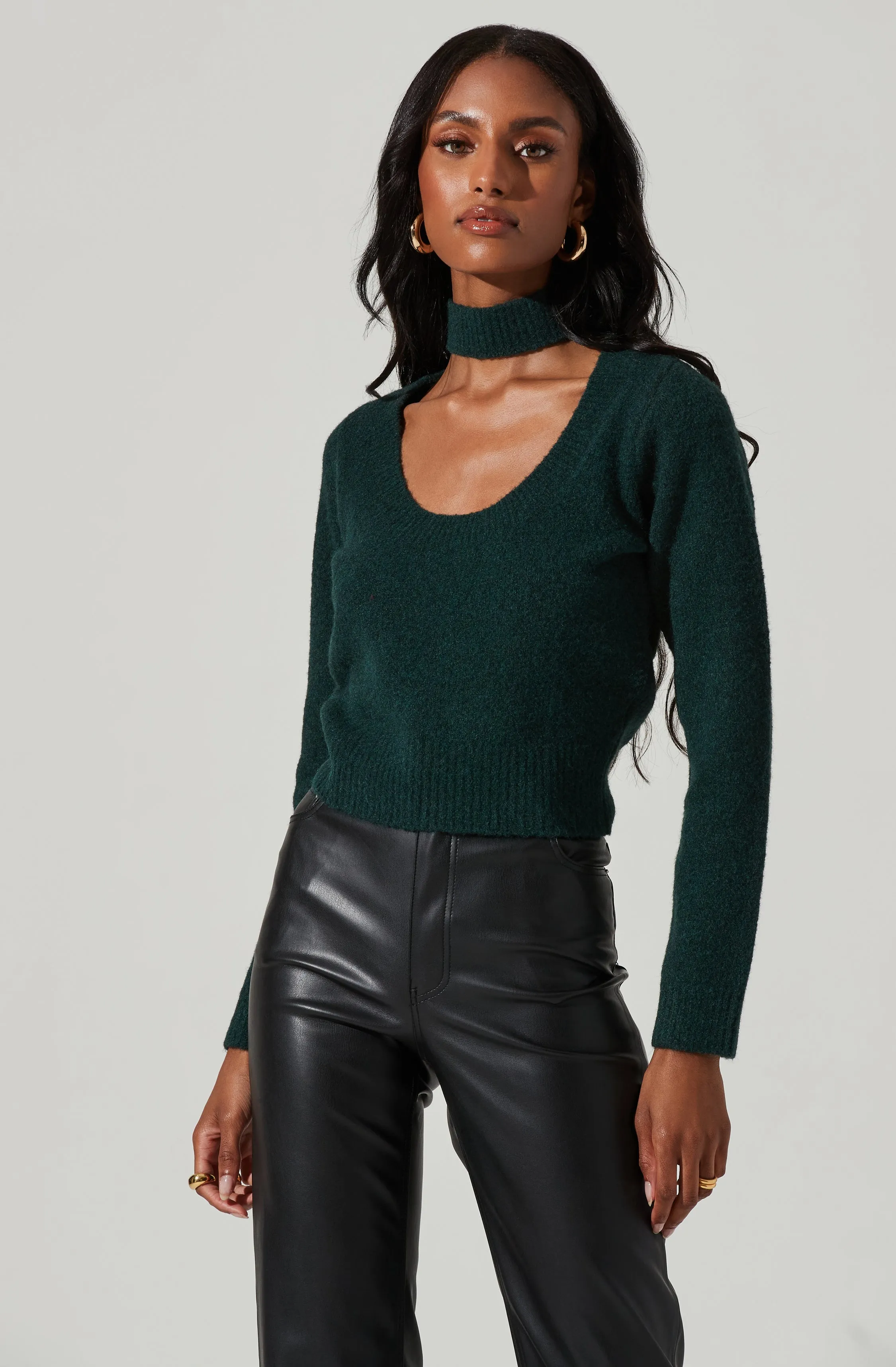 Marion Mock Neck Cutout Sweater sold by Astr