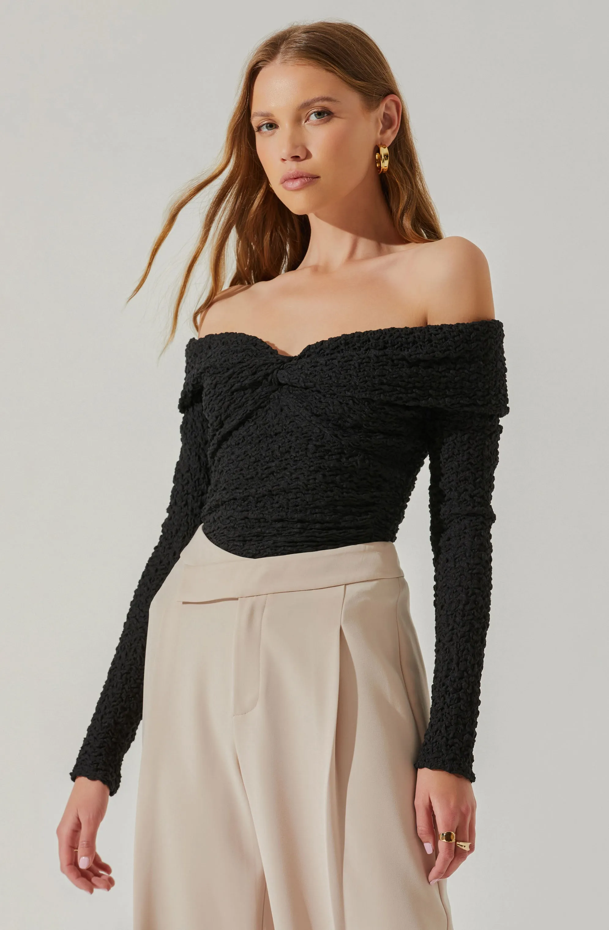 Kendy Off Shoulder Long Sleeve Top sold by Astr product image thumbnail 3