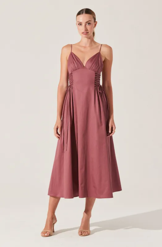 Corset Side Lace-up Poplin Dress made by Astr