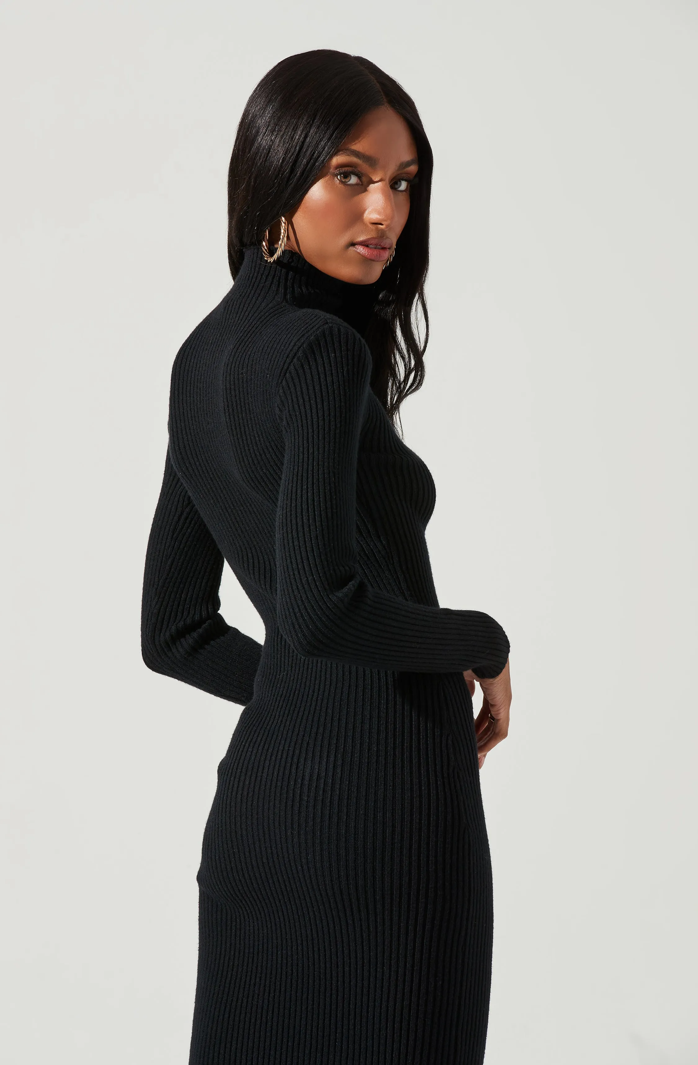 Abilene Long Sleeve Turtleneck Midi Sweater Dress sold by Astr product image thumbnail 4