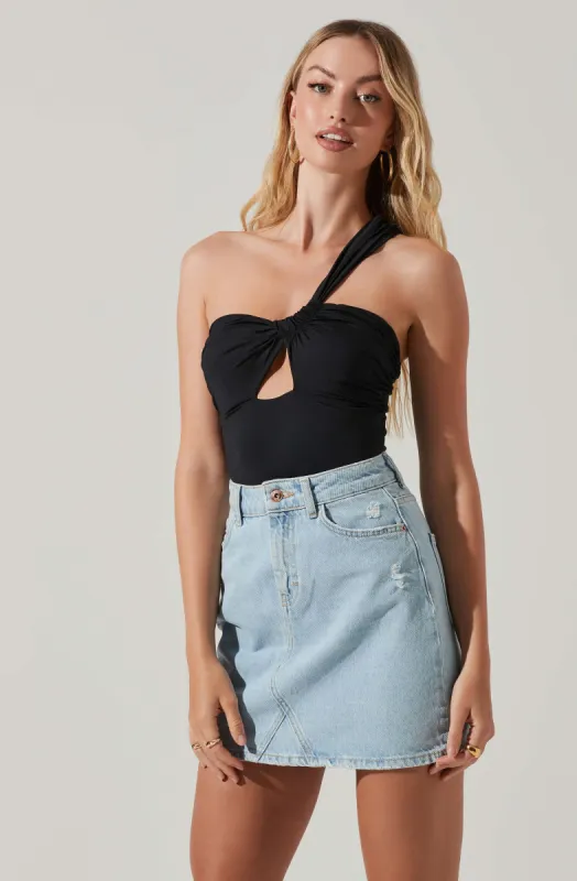 Sindri Cutout One Shoulder Bodysuit sold by Astr