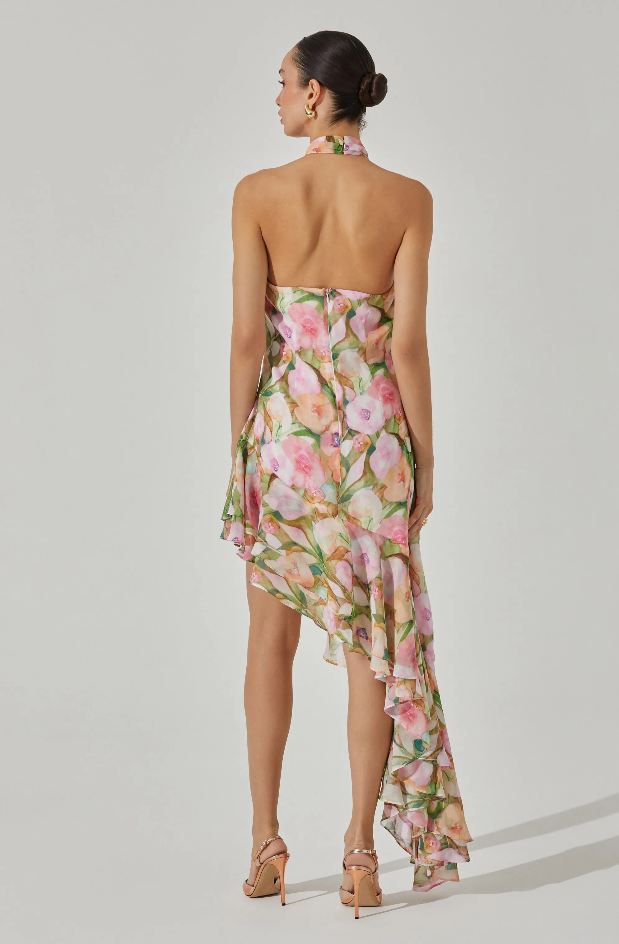Asymmetric Floral Halter Midi Dress sold by Astr product image thumbnail 5