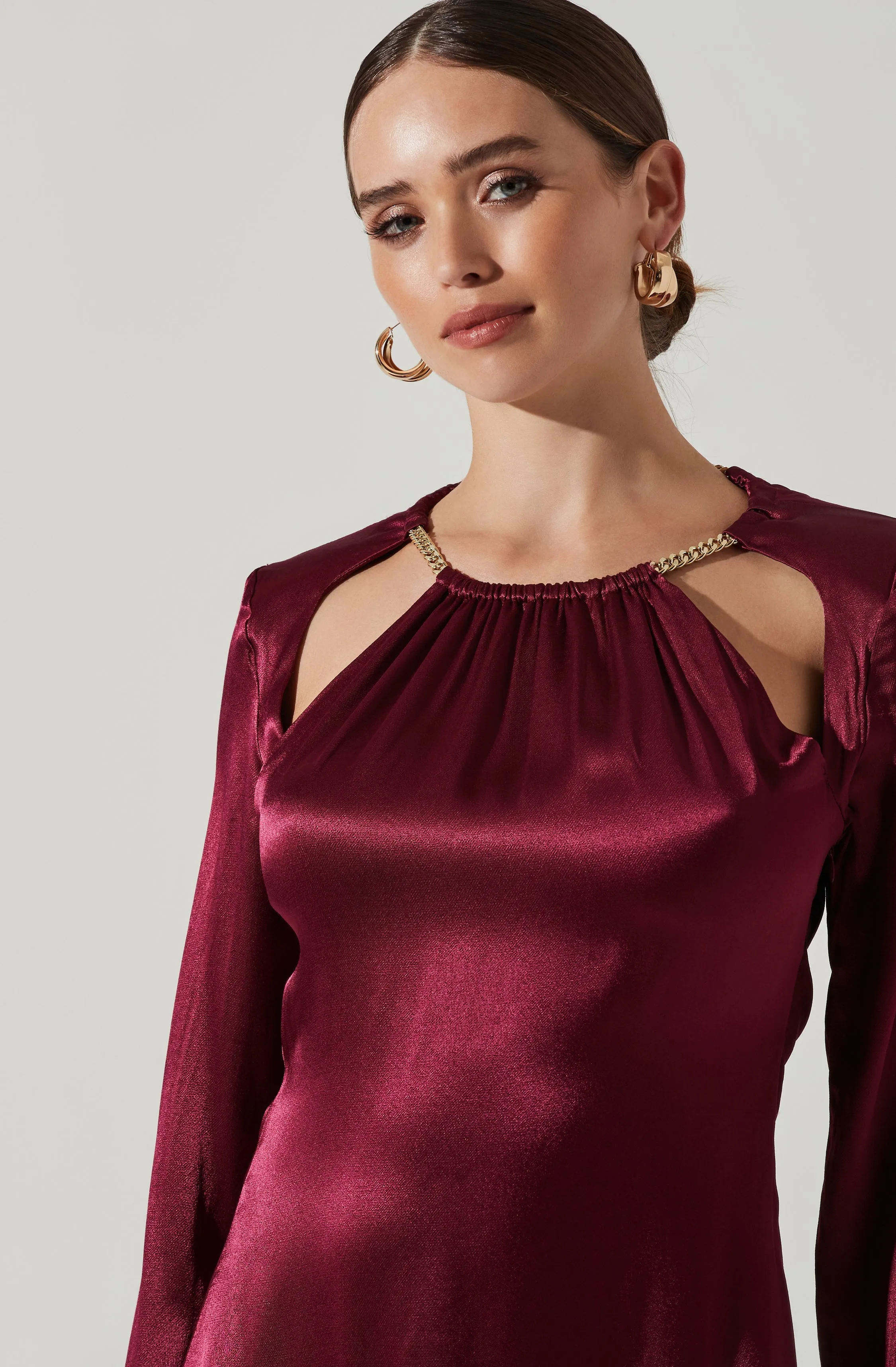 Carina Satin Chain Link Long Sleeve Mini Dress sold by Astr product image thumbnail 3