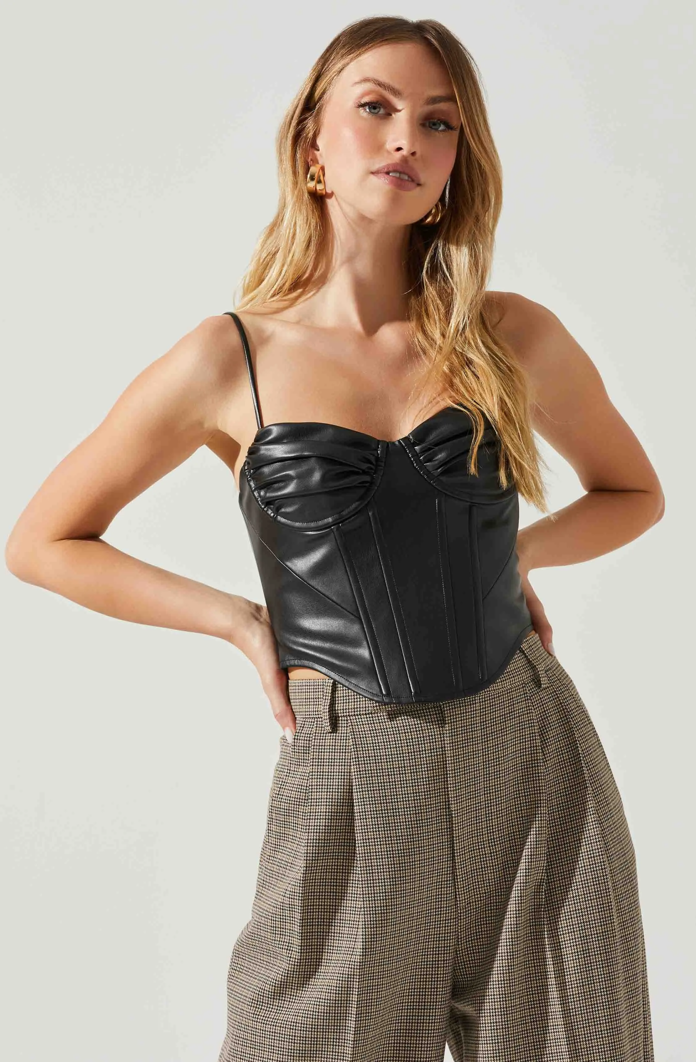 Trishna Faux Leather Corset Top sold by Astr