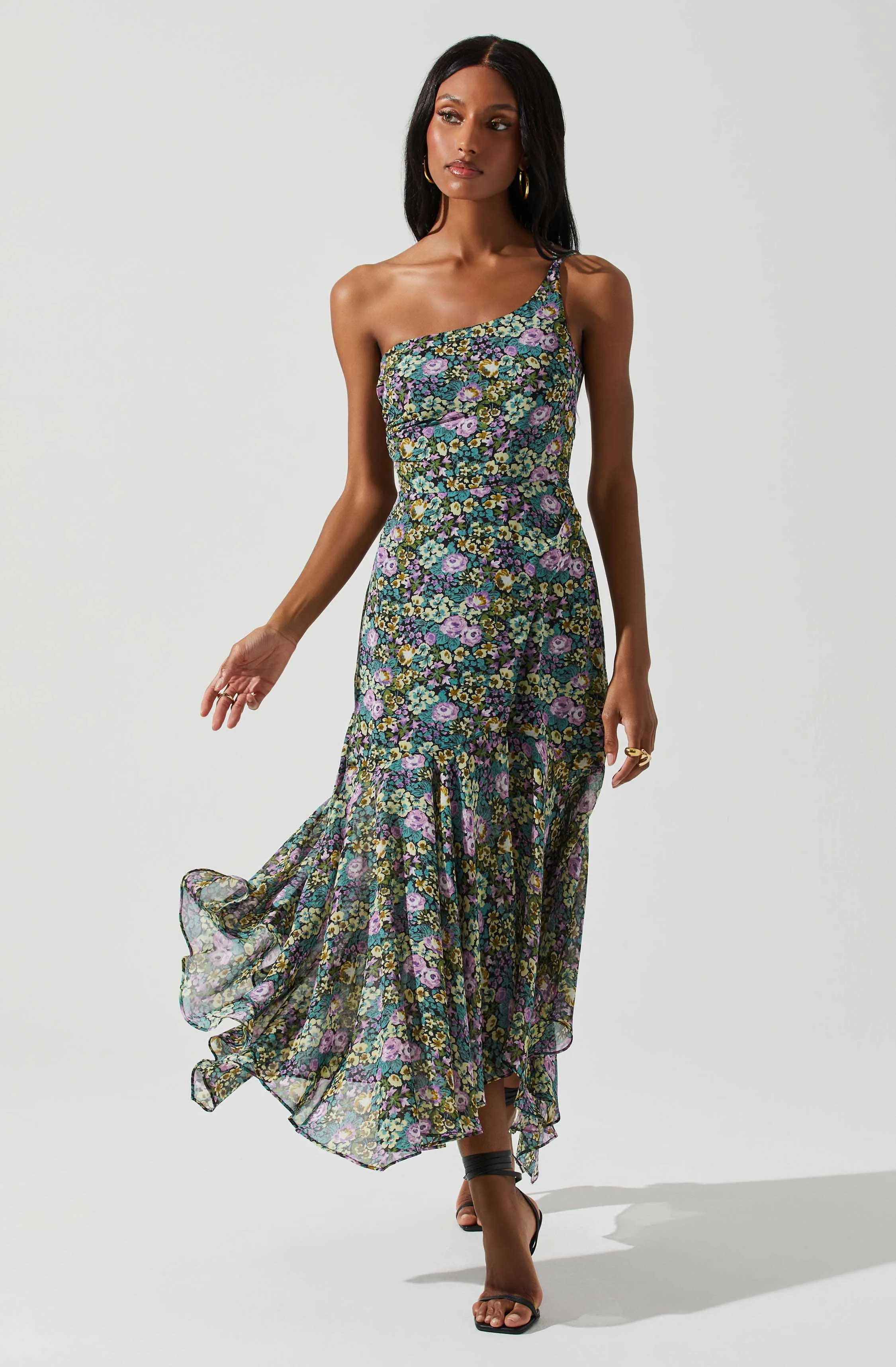 Malvina One Shoulder Floral Midi Dress sold by Astr product image thumbnail 3