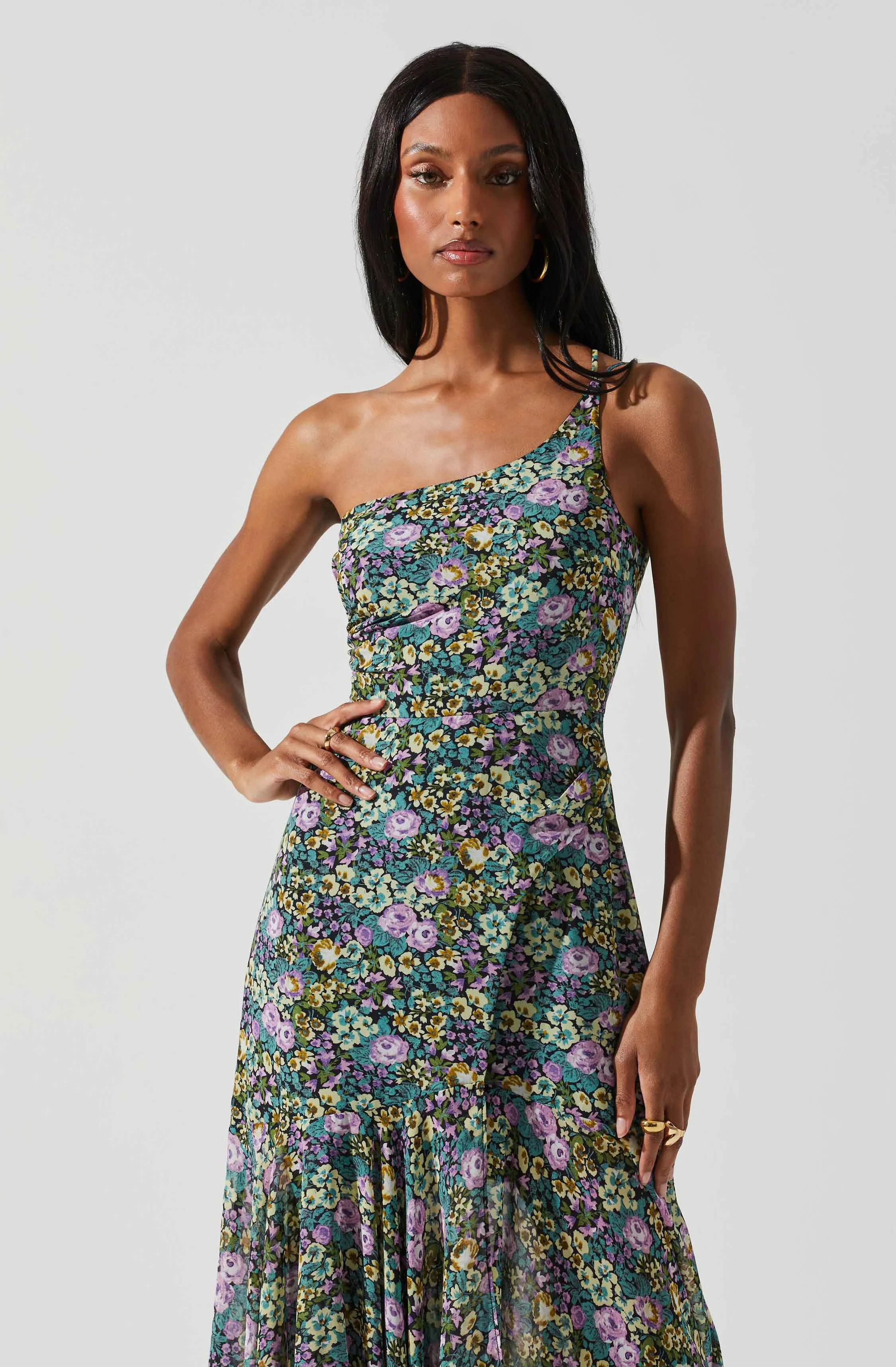 Malvina One Shoulder Floral Midi Dress sold by Astr product image thumbnail 2