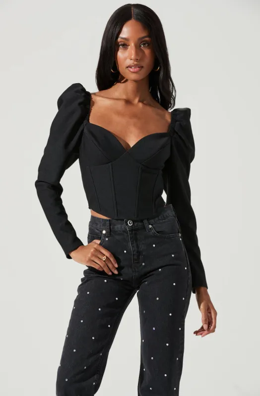 Betty Puff Sleeve Sweetheart Neck Top sold by Astr