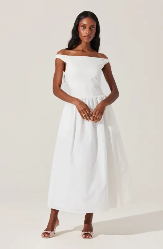 Off Shoulder Poplin Midi Dress made by Astr