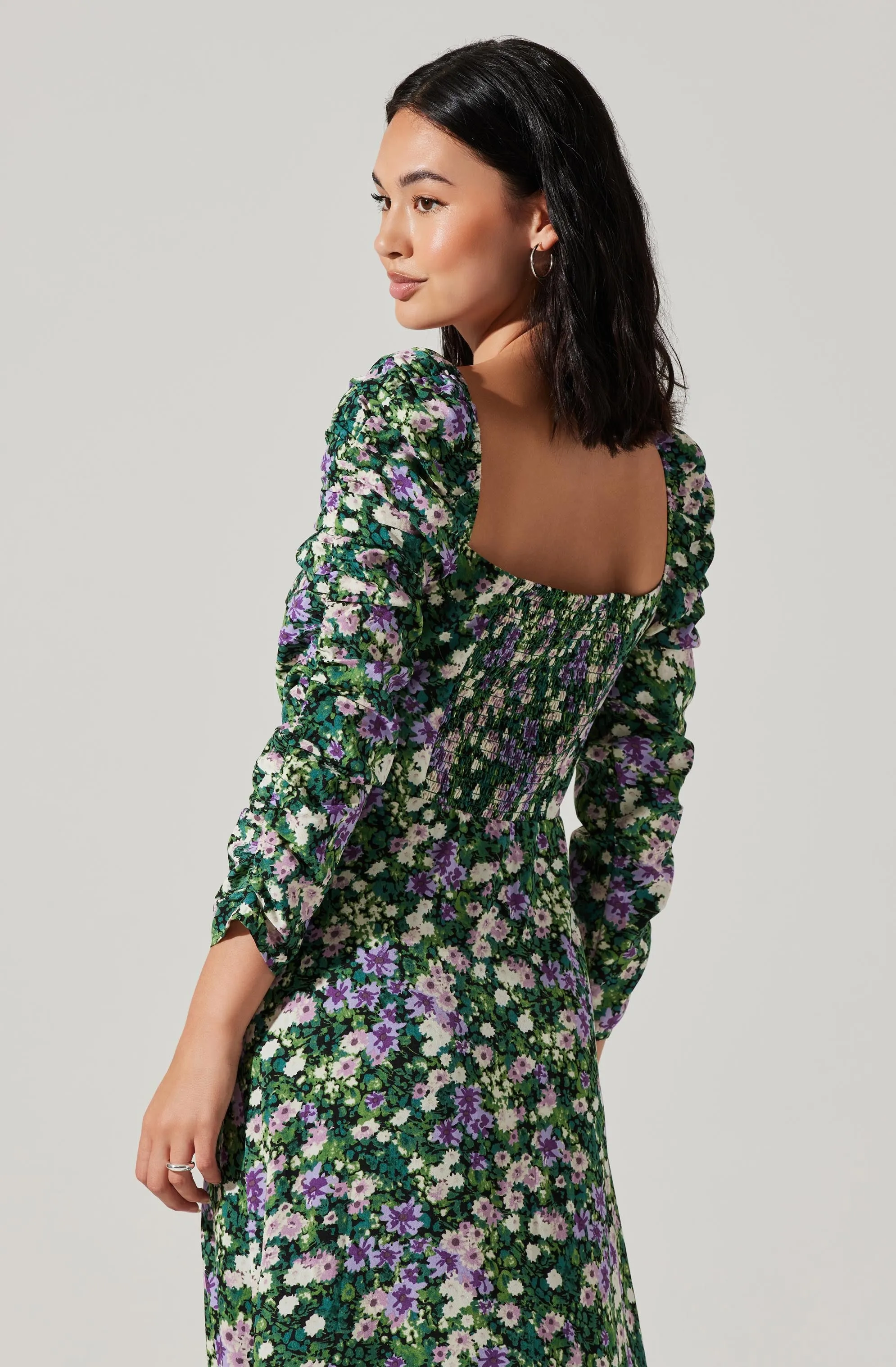 Floral Long Sleeve Twist Keyhole Front Midi Dress sold by Astr product image thumbnail 5