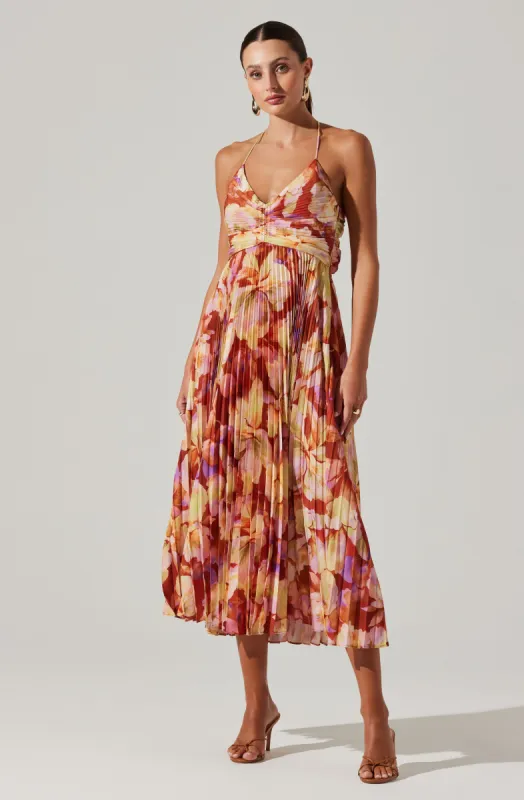 Blythe Floral Plisse Midi Dress sold by Astr