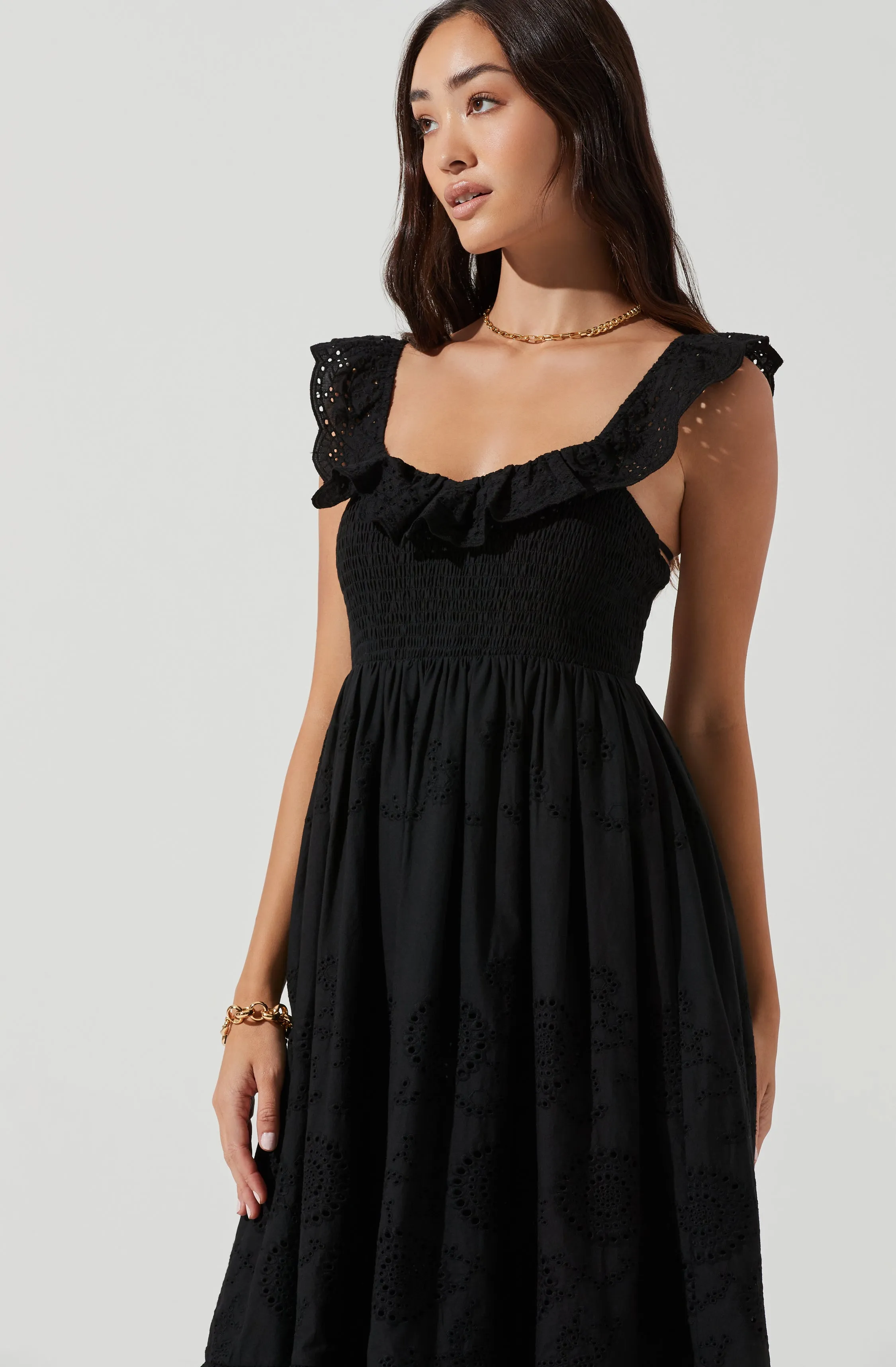 Cottage Eyelet Ruffle Midi Dress sold by Astr product image thumbnail 2