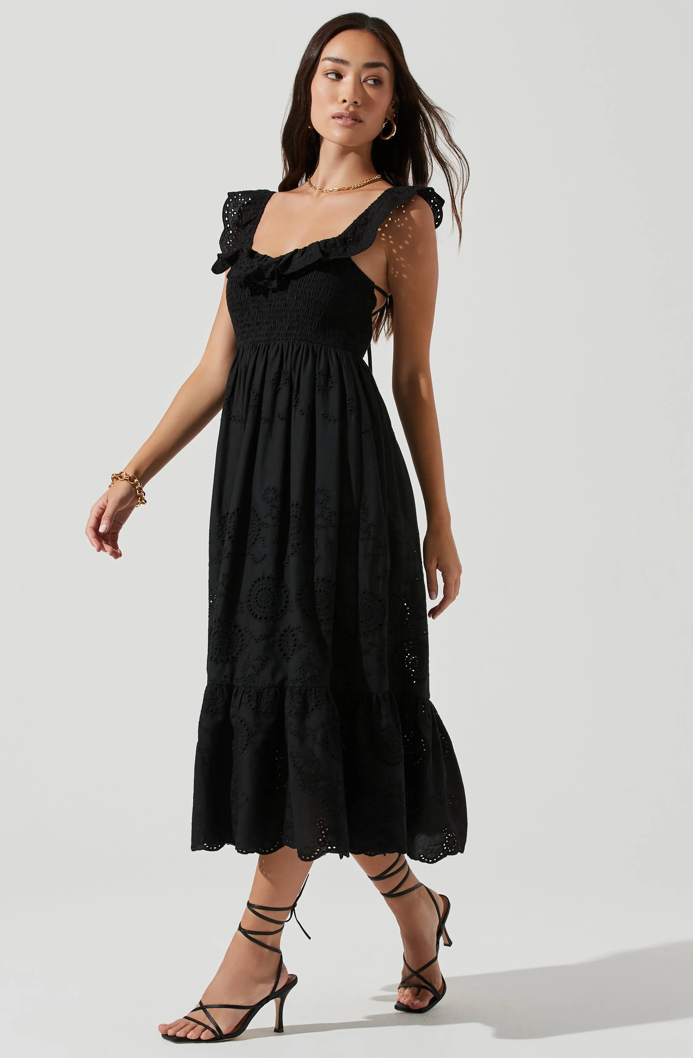 Cottage Eyelet Ruffle Midi Dress sold by Astr product image thumbnail 3
