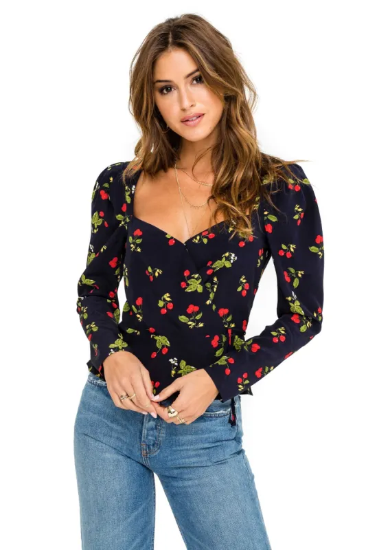 Long Sleeve Sweetheart Wrap Front Top made by Astr
