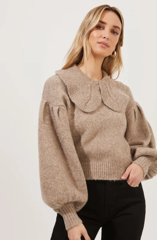 Dashwood Puff Sleeve Oversized Collar Sweater sold by Astr