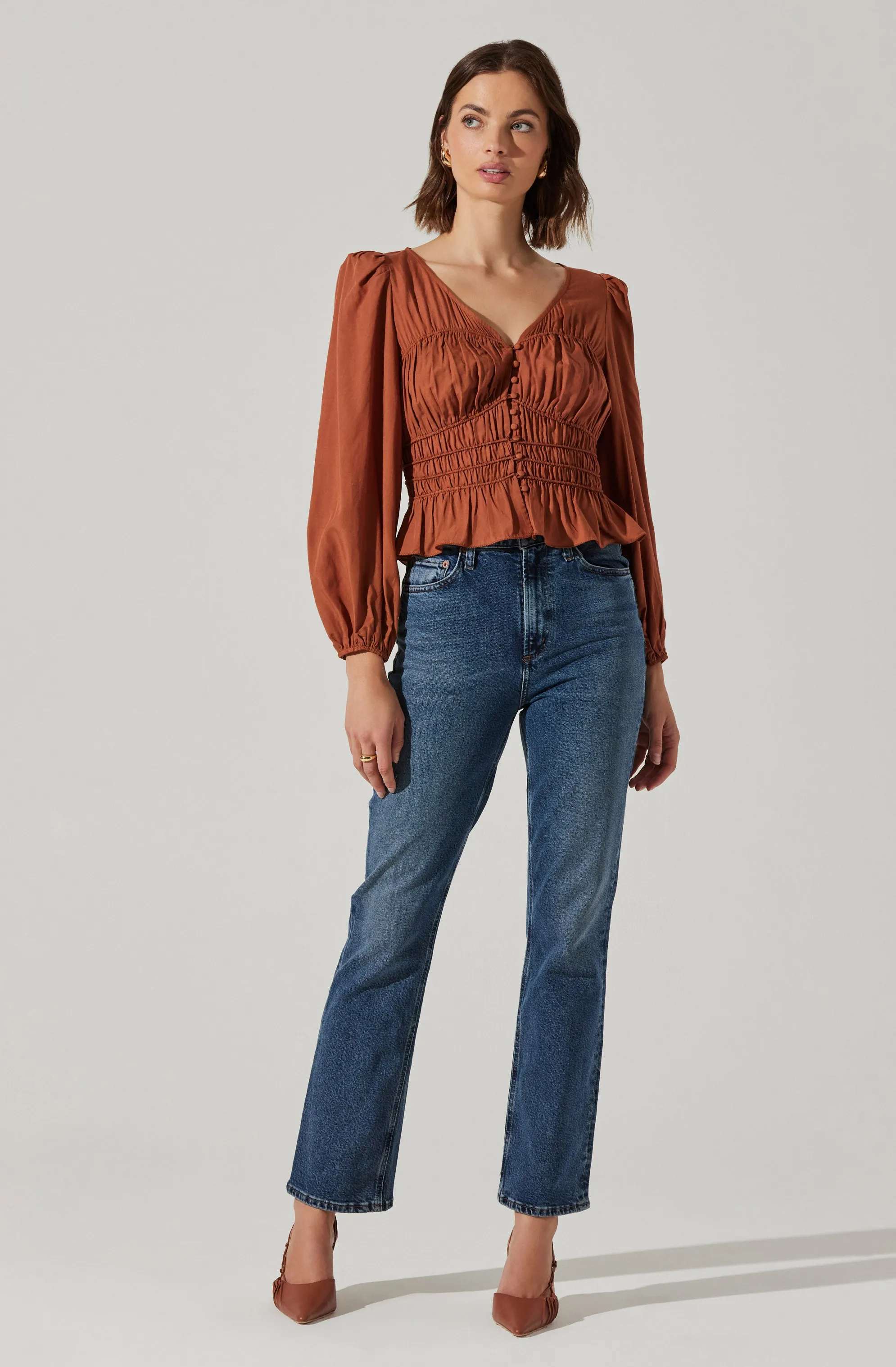 Wilette Smocked V-Neck Top sold by Astr product image thumbnail 5