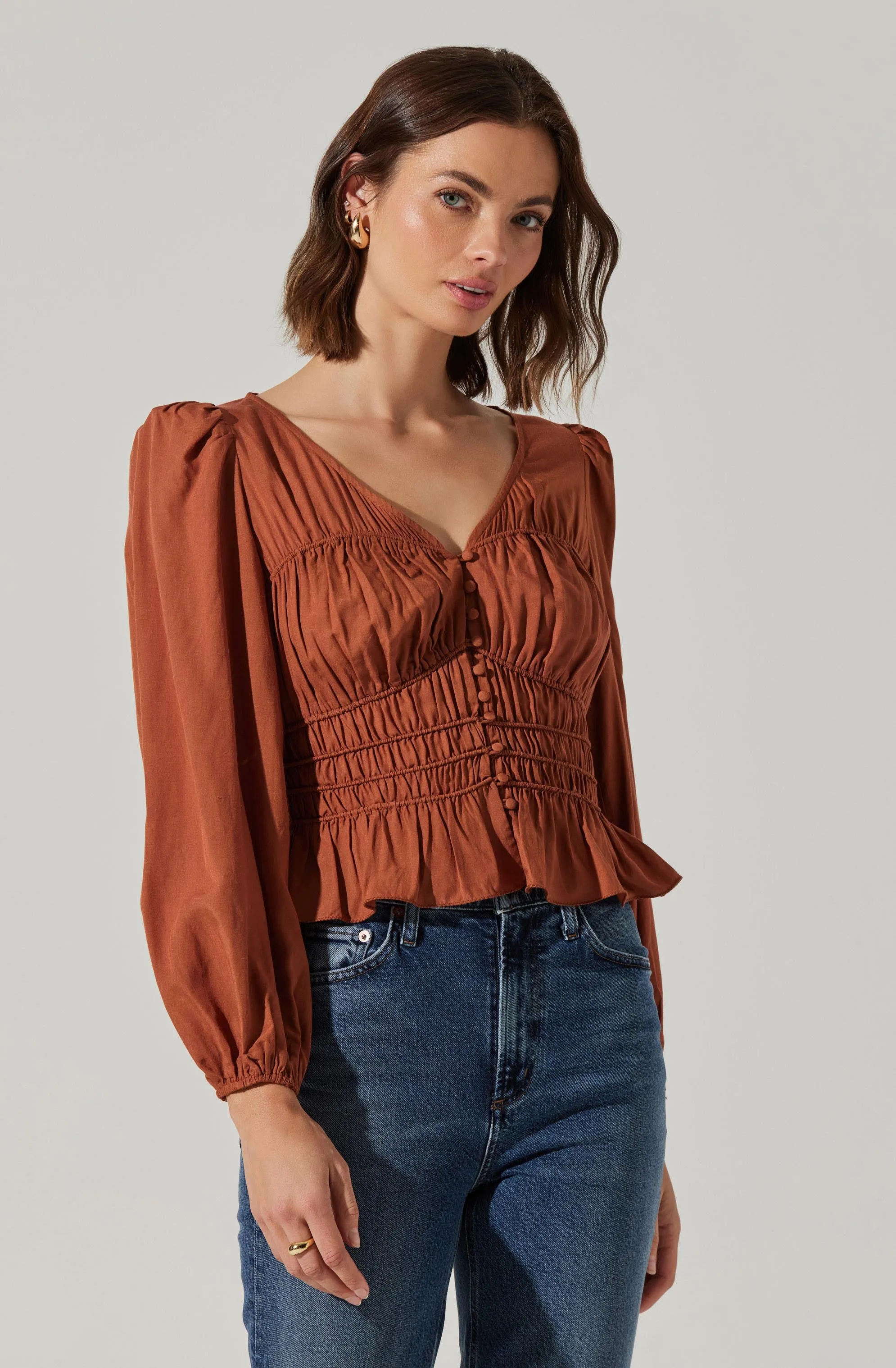 Wilette Smocked V-Neck Top sold by Astr product image thumbnail 3