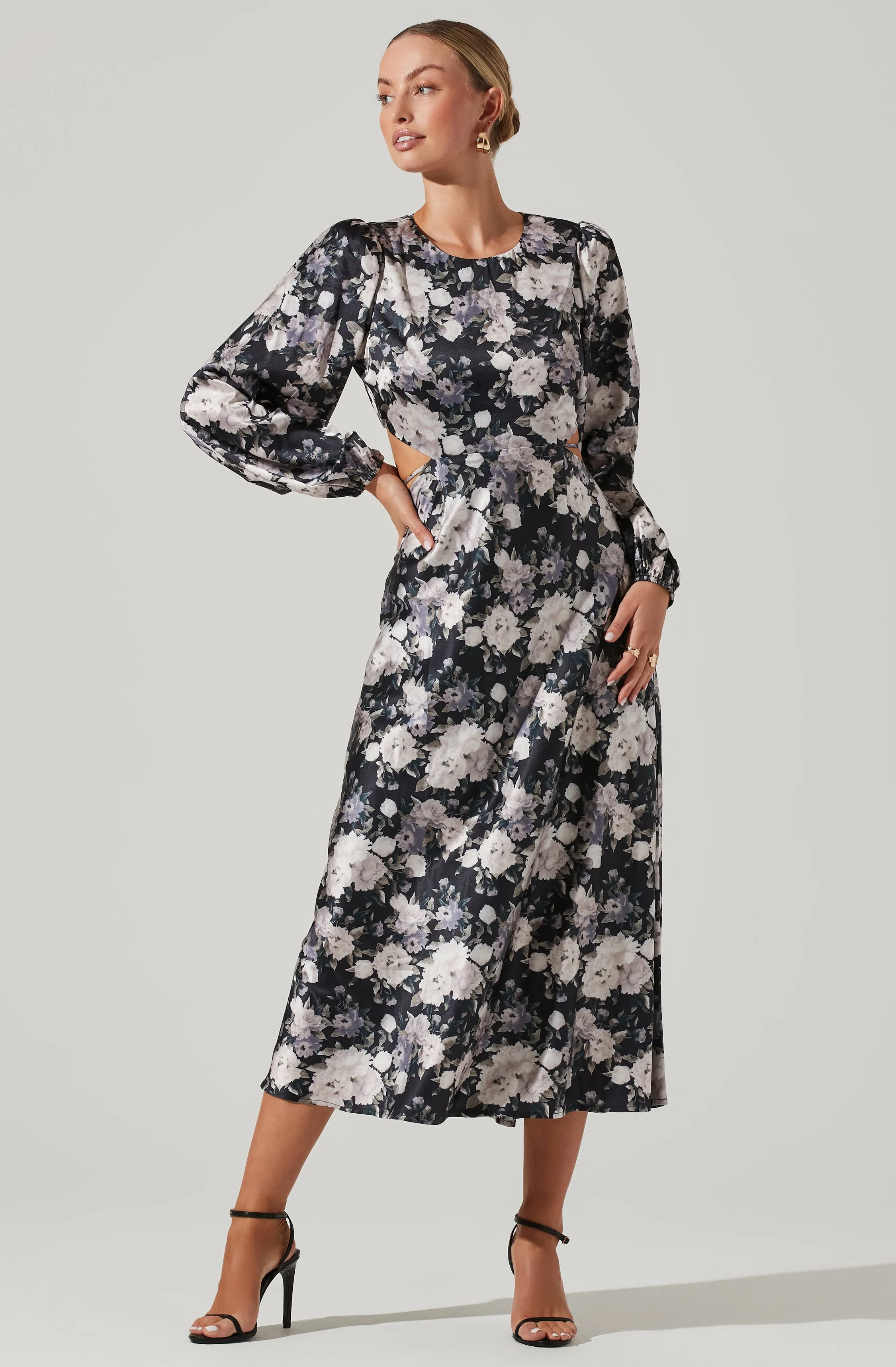 Quinn Floral Cutout Midi Dress sold by Astr