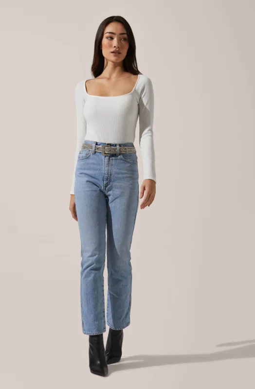 Square Neck Long Sleeve Bodysuit sold by Astr